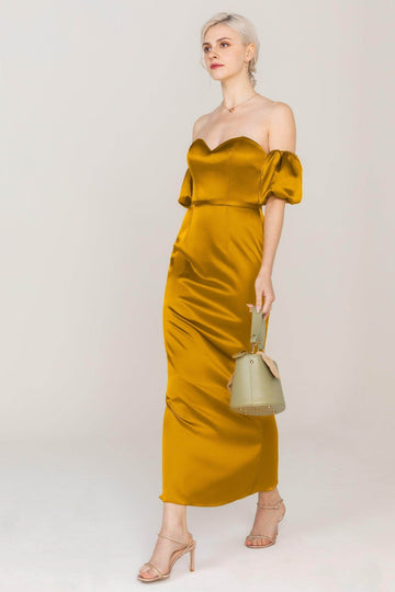 Sheath Ankle Length Luxe Satin Dress CS0306