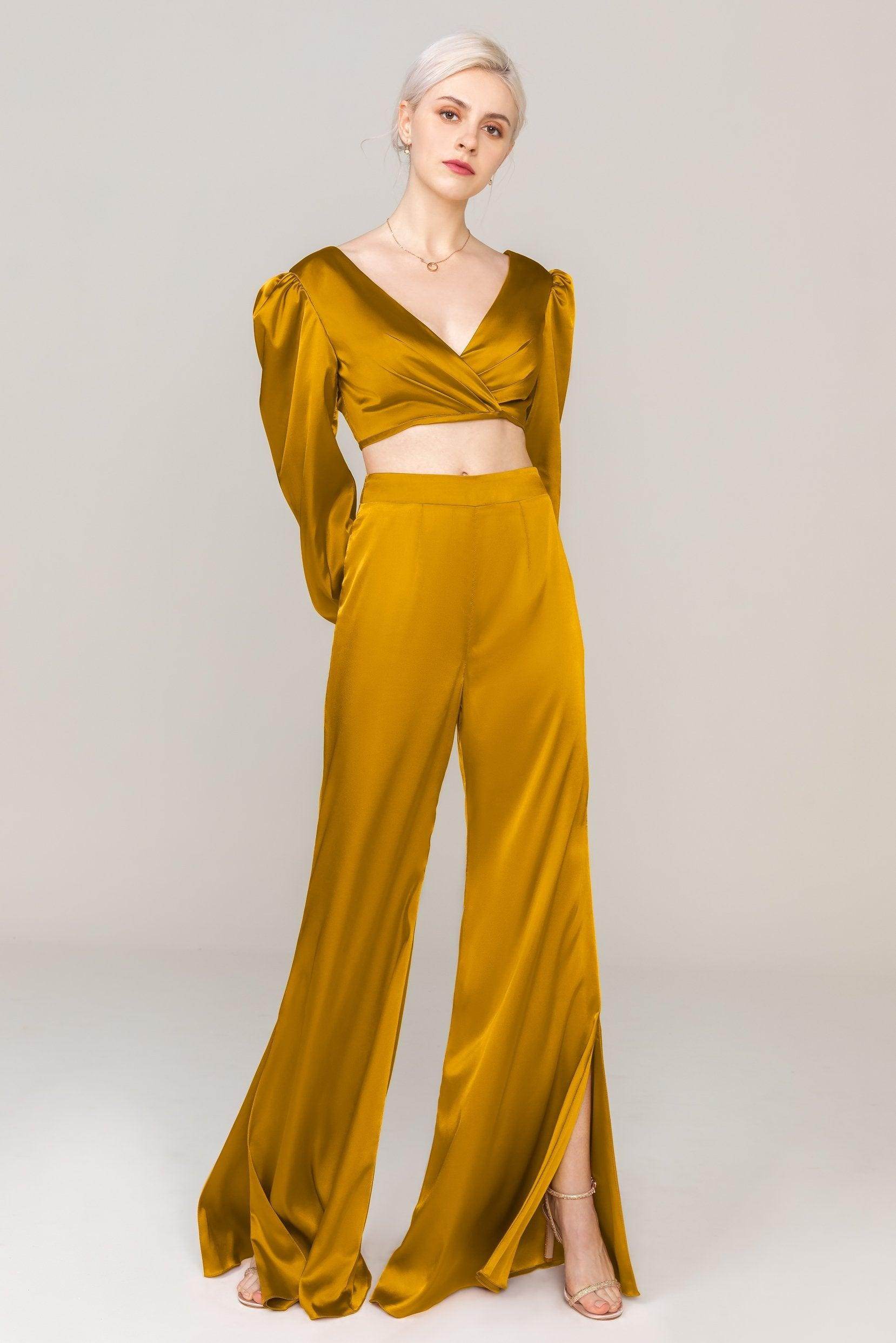 Two-Piece Floor Length Luxe Satin Dress CS0308