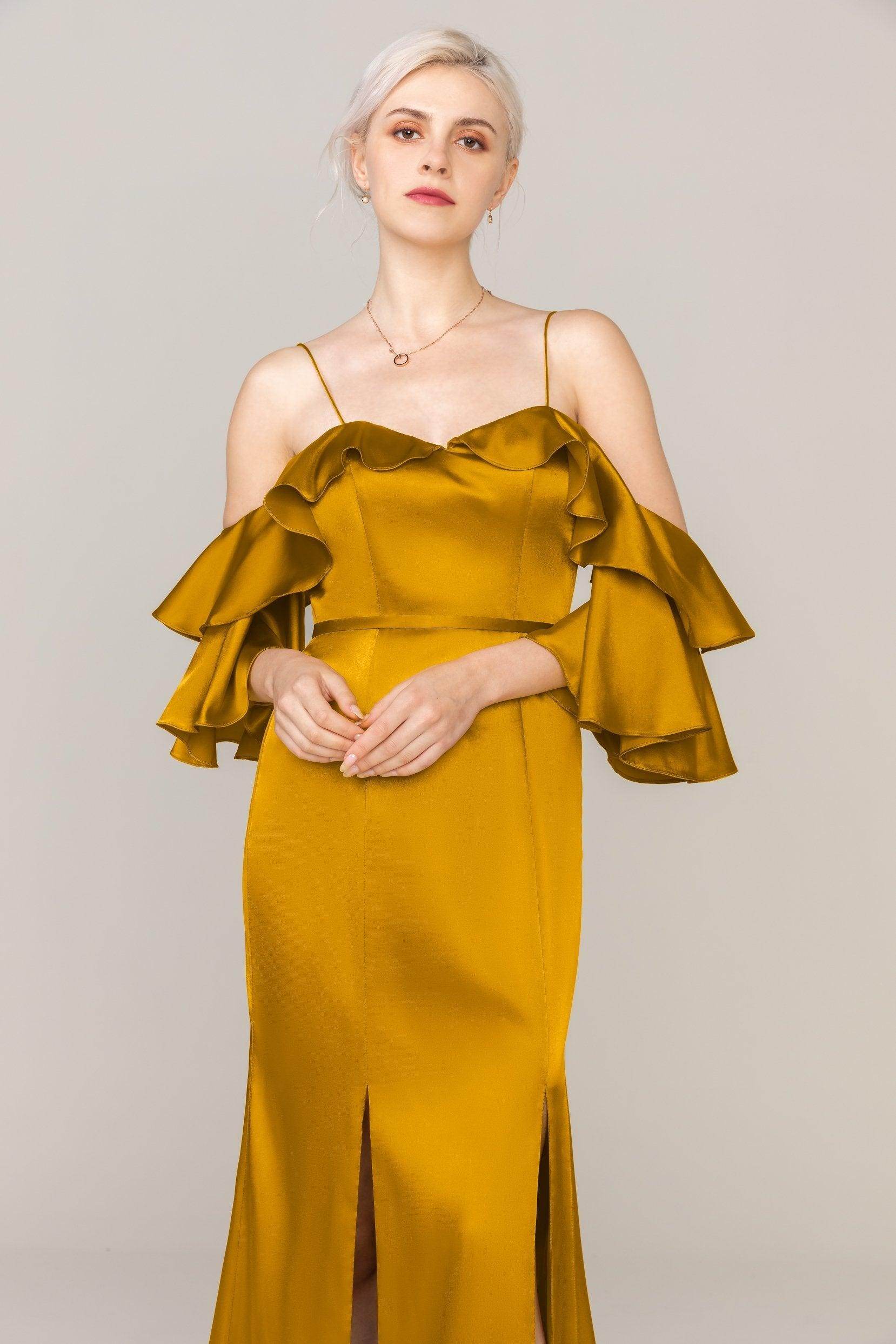Sheath Sweep Train Luxe Satin Dress CS0310
