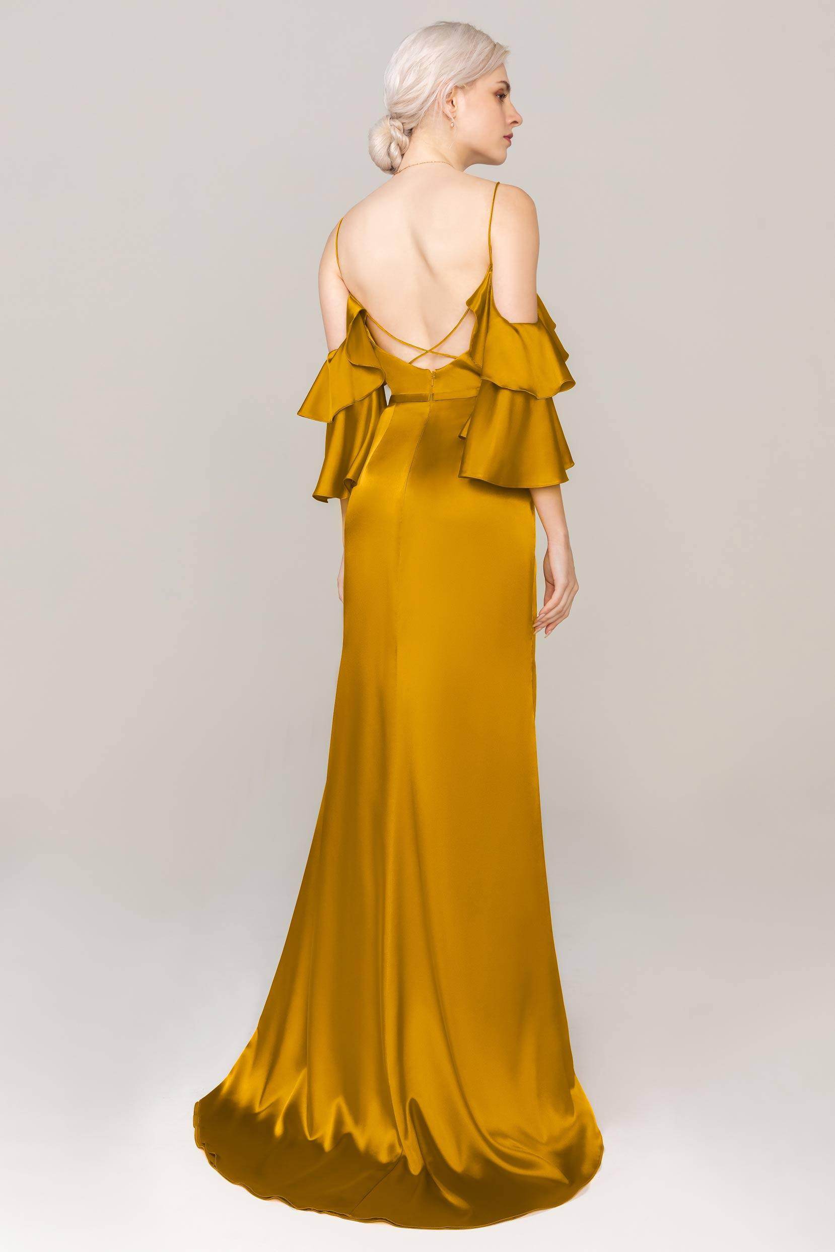 Sheath Sweep Train Luxe Satin Dress CS0310