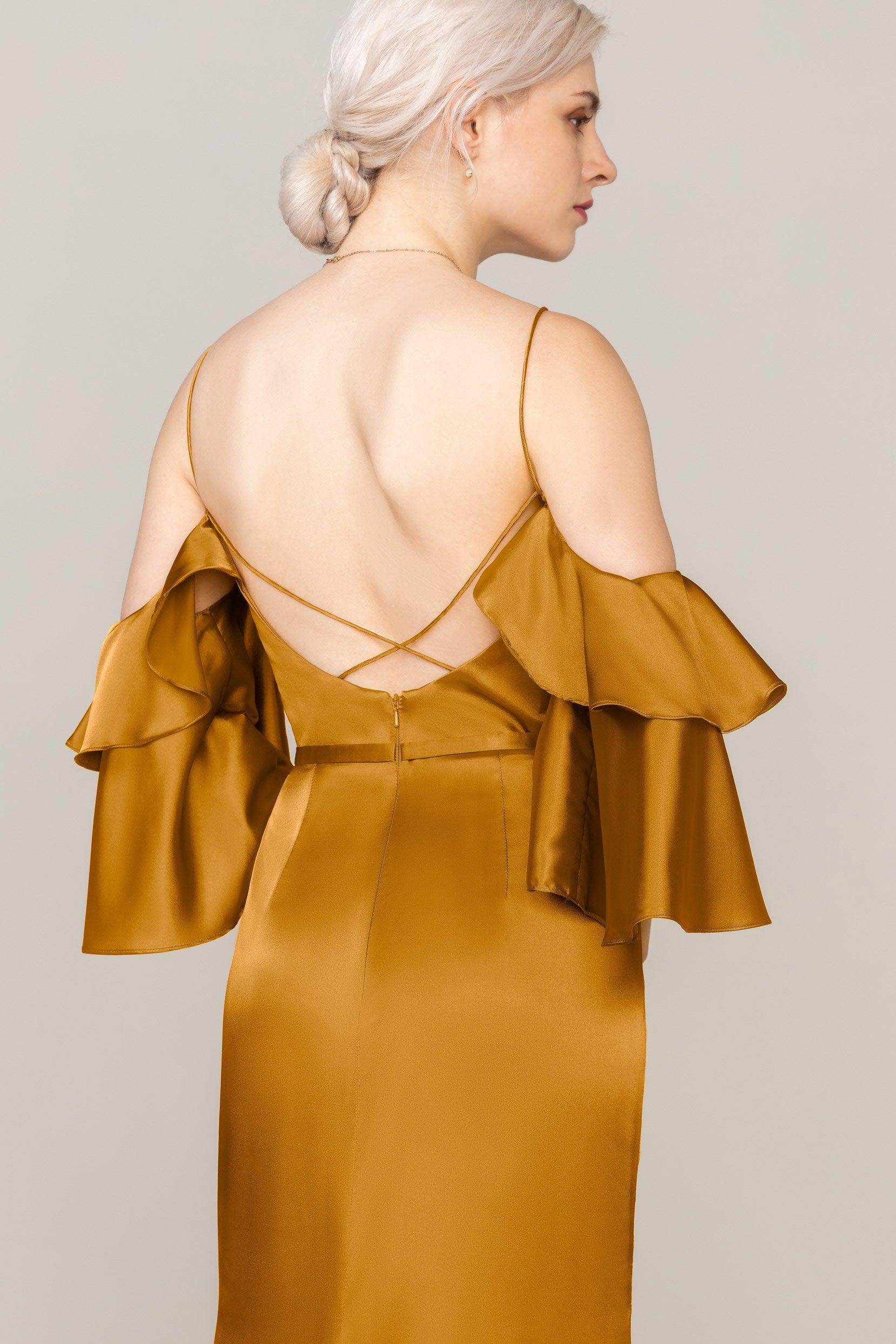 Sheath Sweep Train Luxe Satin Dress CS0310