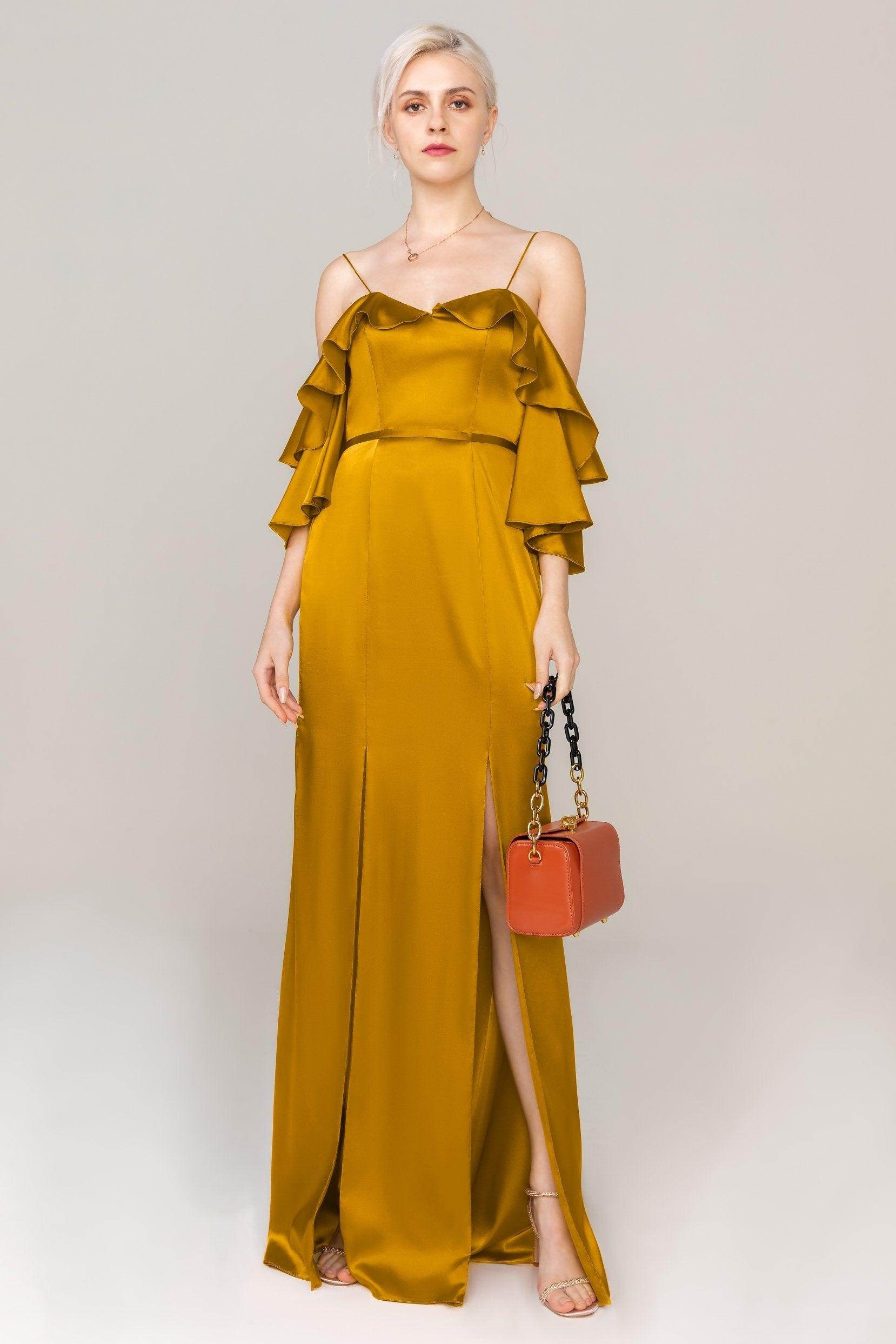 Sheath Sweep Train Luxe Satin Dress CS0310