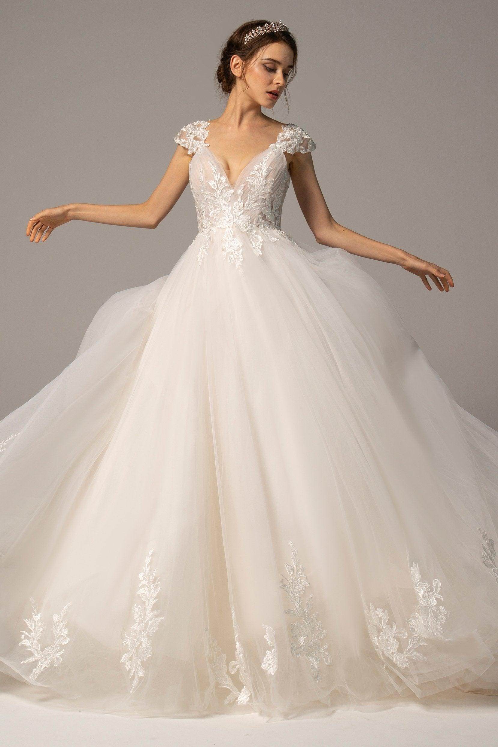 A-Line Court Train Tulle Wedding Dress CW2358