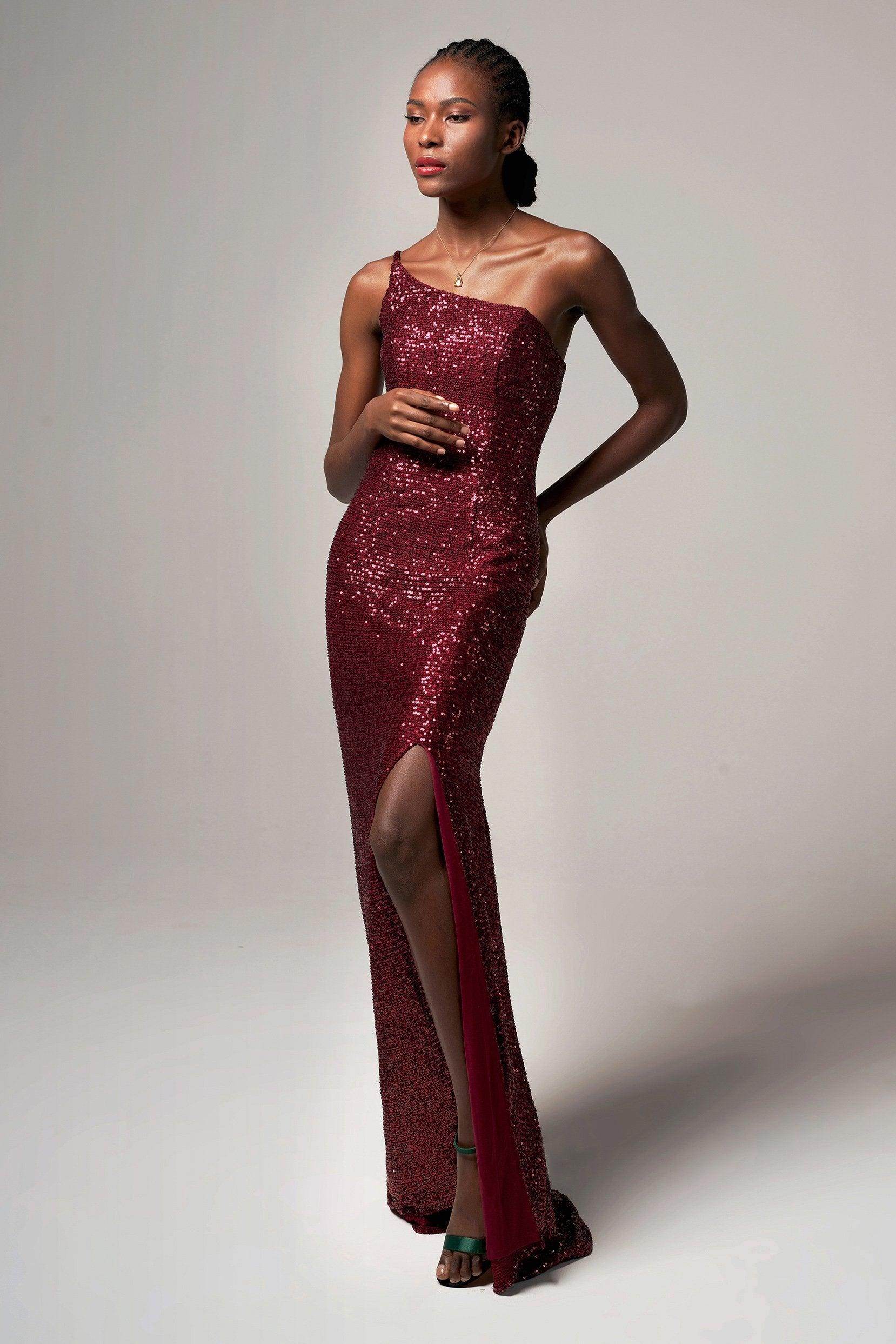 Trumpet-Mermaid Sweep-Brush Train Sequined Dress CB0406