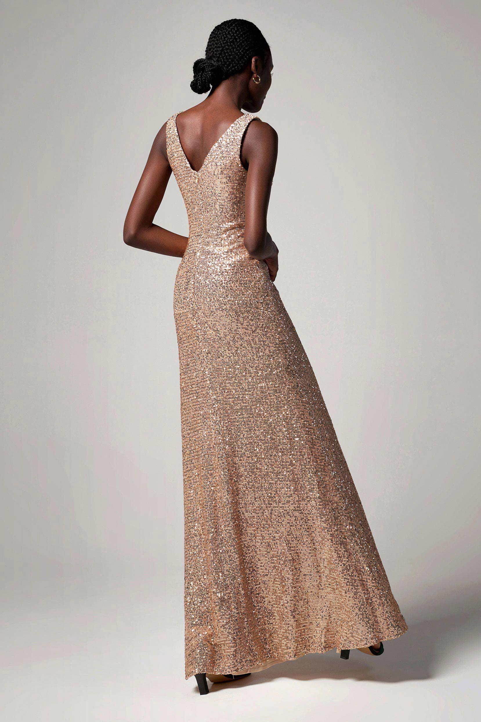 Sheath-Column Floor Length Sequined Dress CB0404