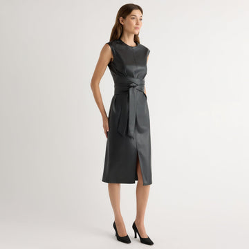 Pilar Vegan Leather Tie-Front Dress