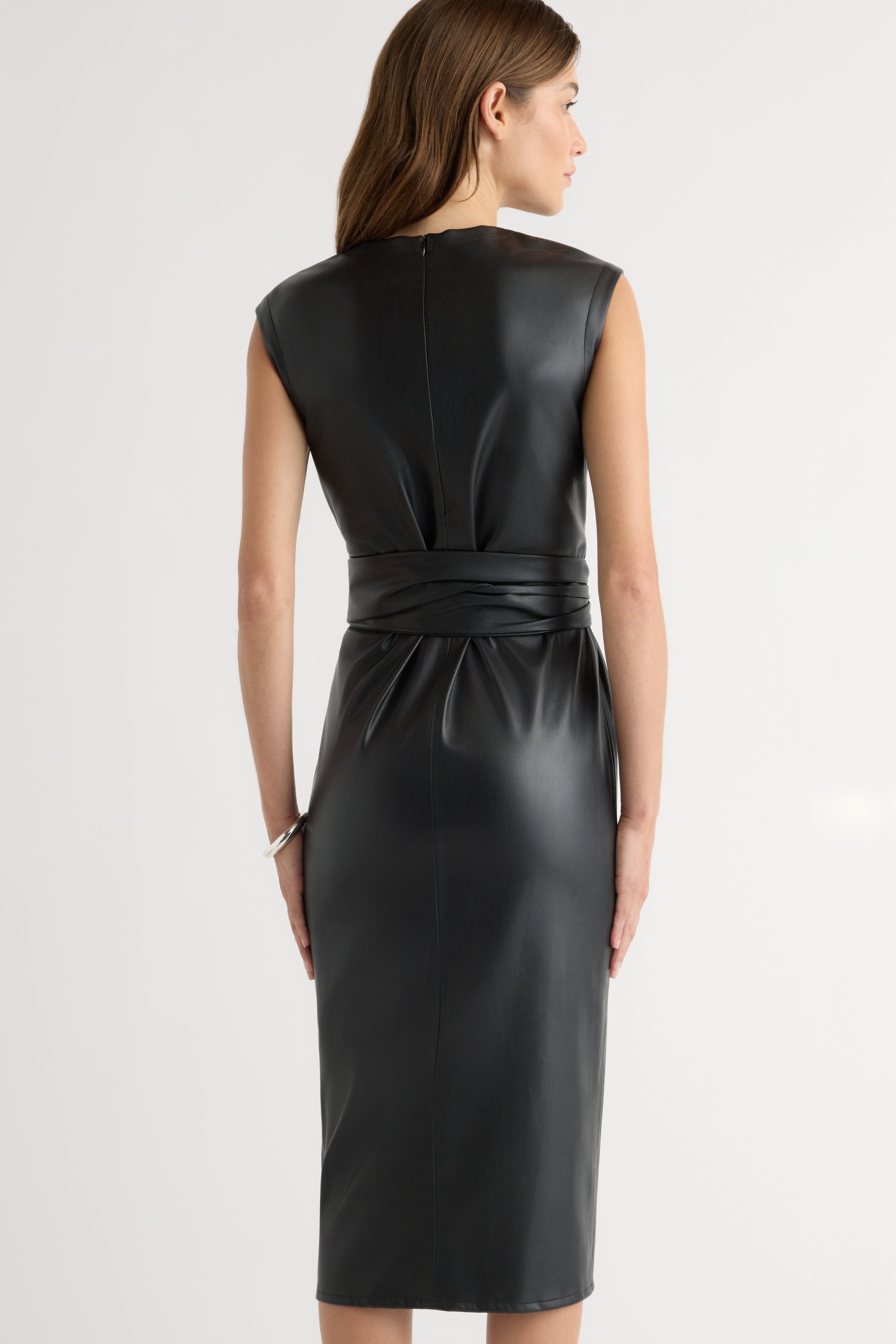 Pilar Vegan Leather Tie-Front Dress