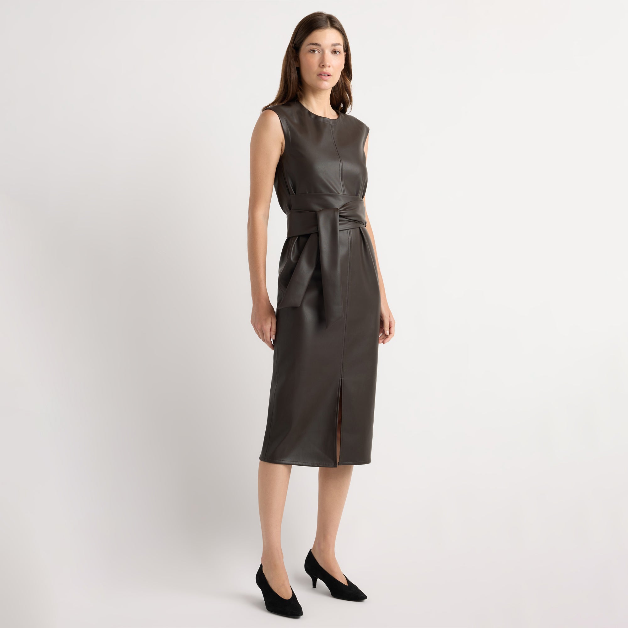 Pilar Vegan Leather Tie-Front Dress