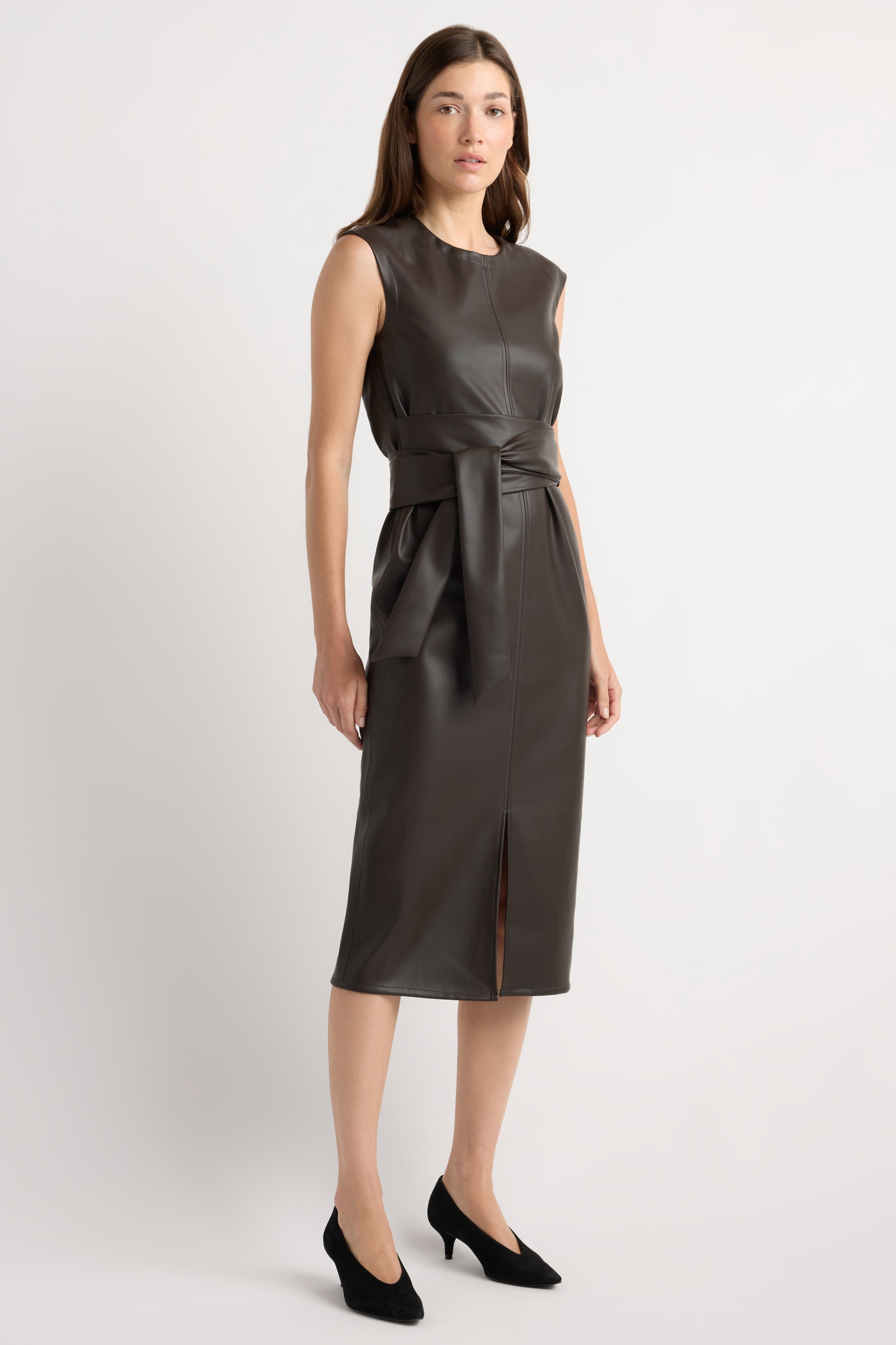 Pilar Vegan Leather Tie-Front Dress