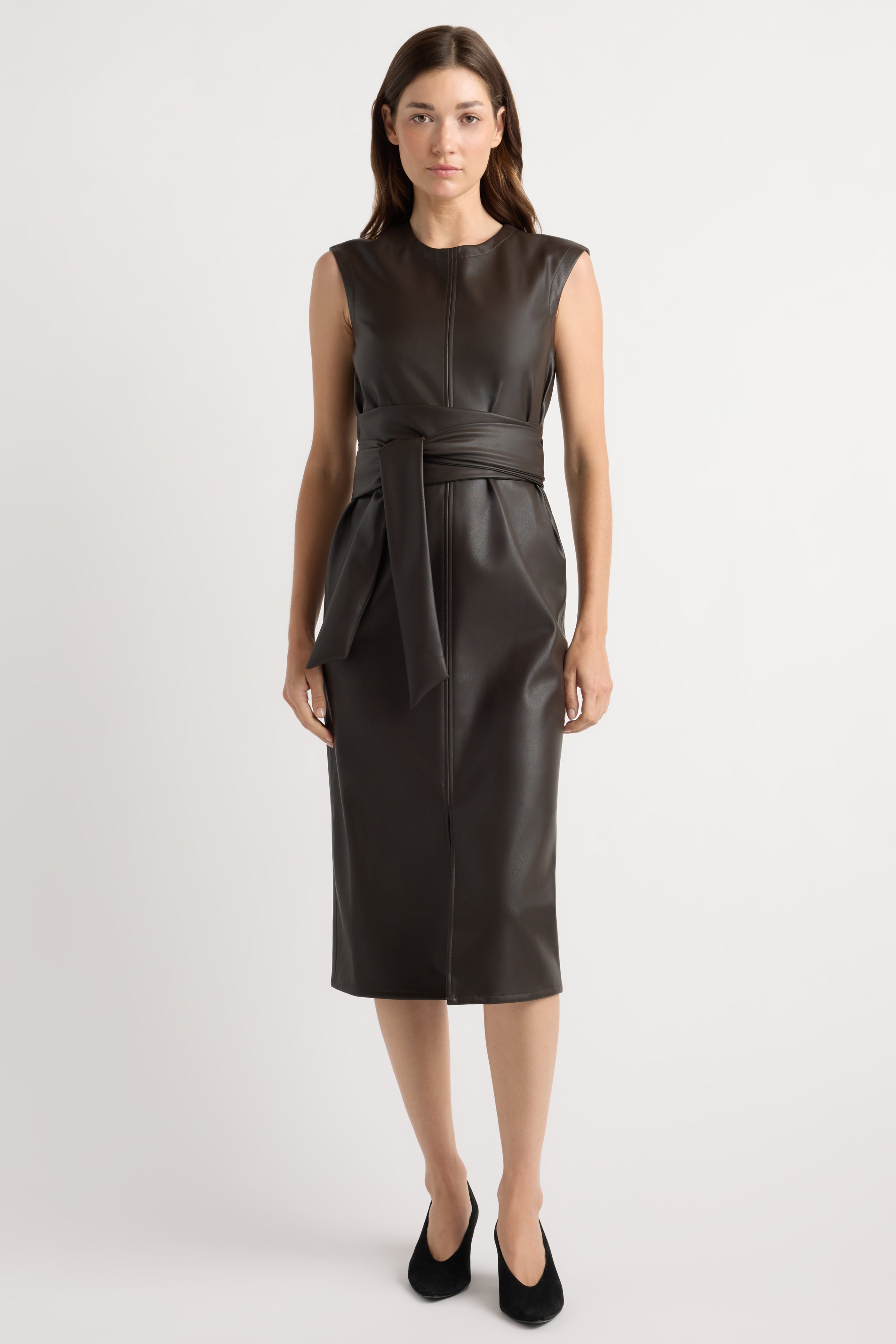 Pilar Vegan Leather Tie-Front Dress