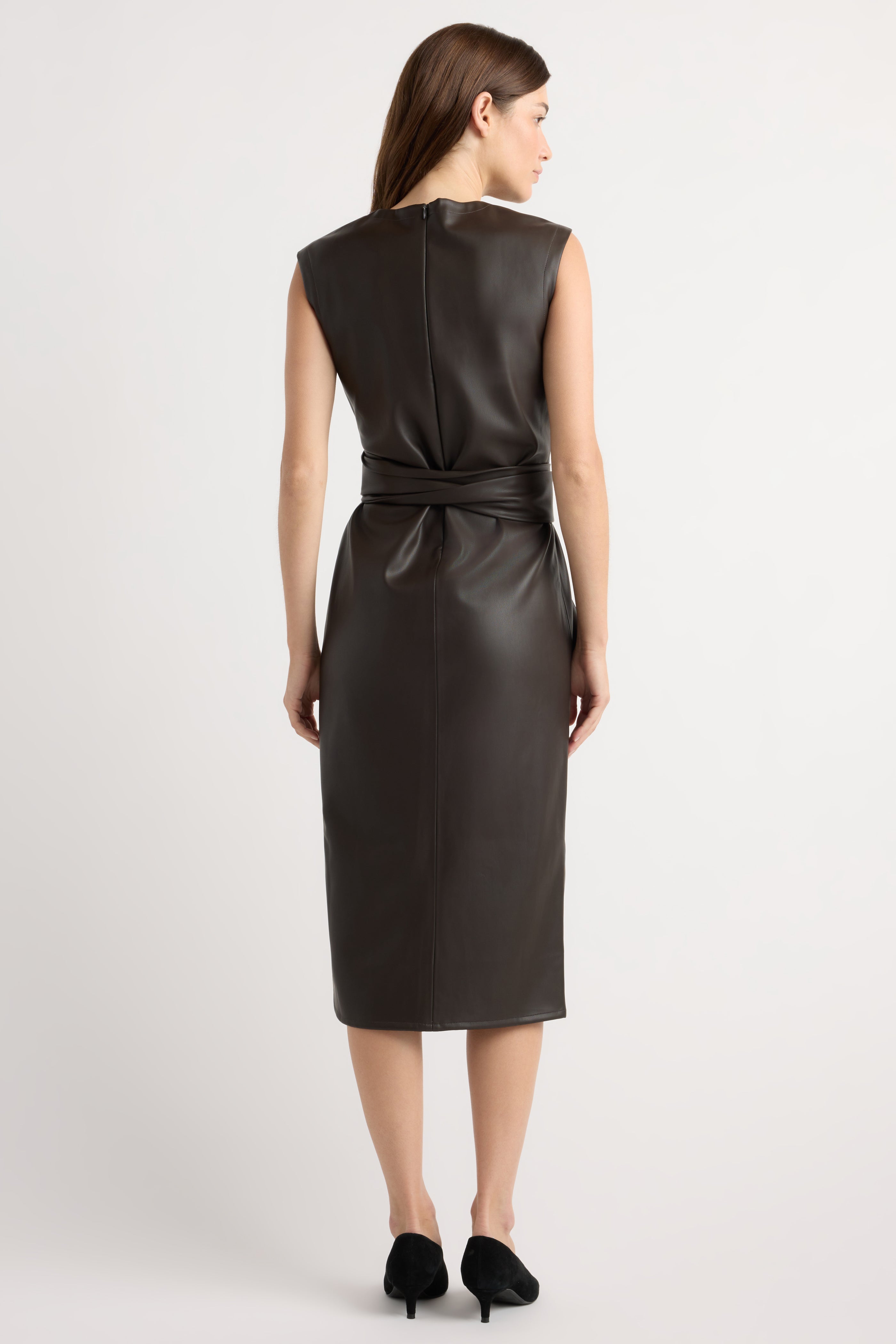 Pilar Vegan Leather Tie-Front Dress