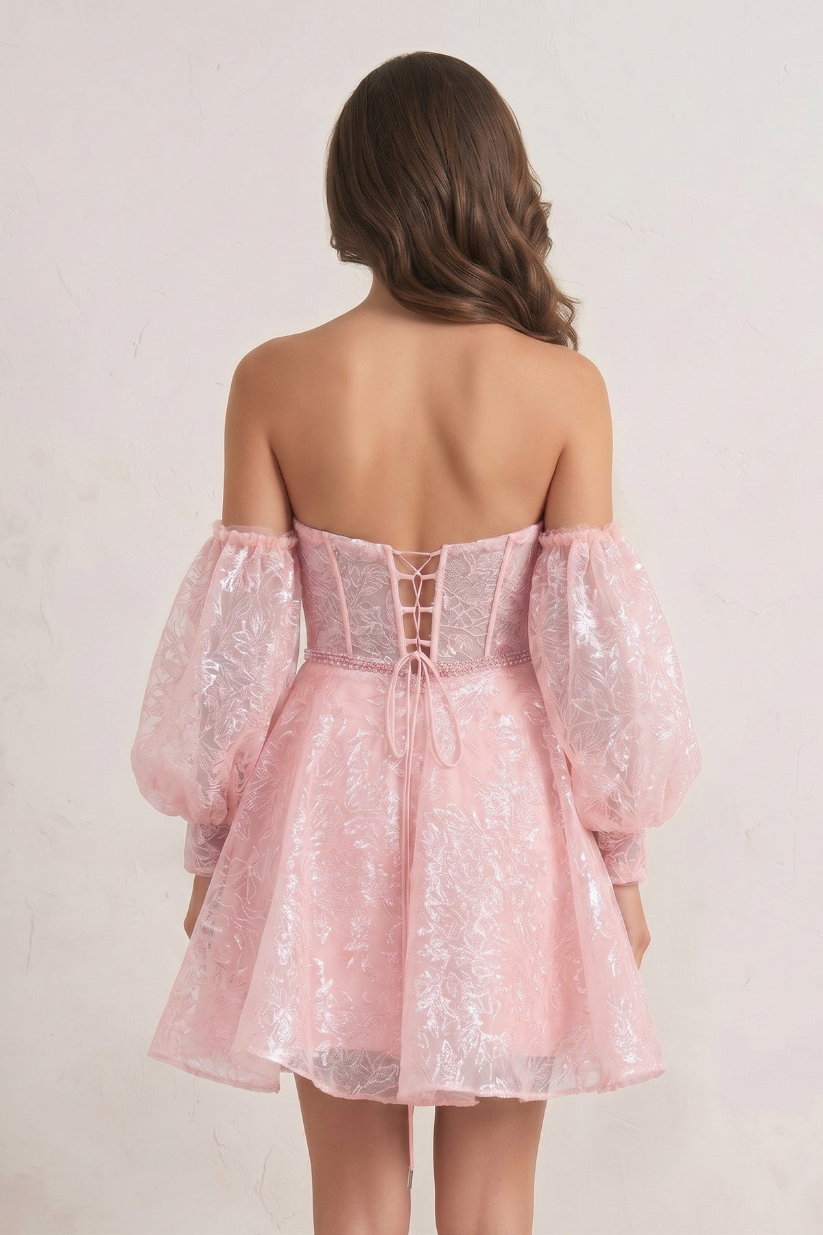 A Line Sweetheart Corset Homecoming Dress with Sleeves