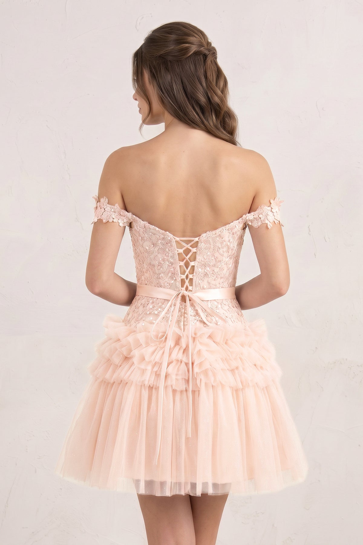 A Line Tulle Tiered Short Homecoming Dress