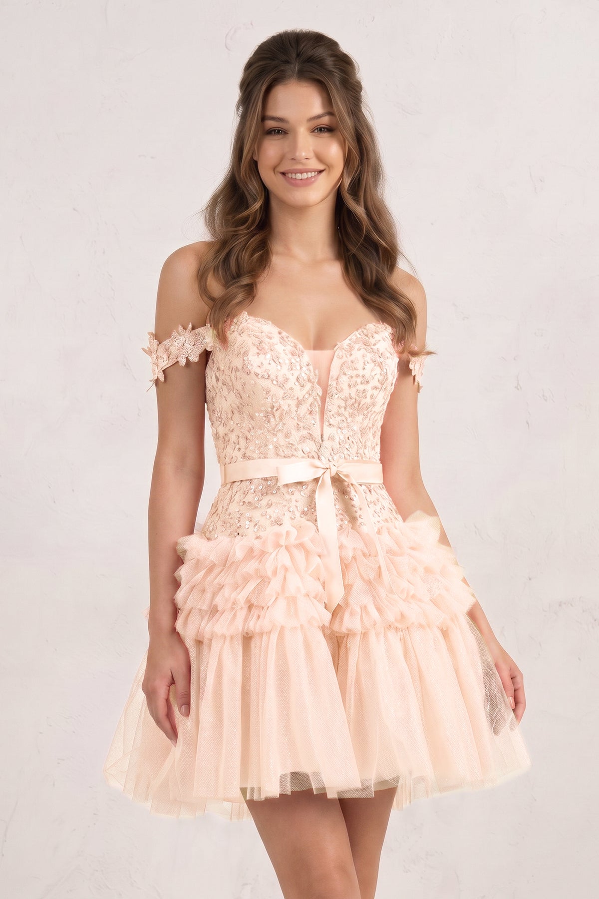 A Line Tulle Tiered Short Homecoming Dress