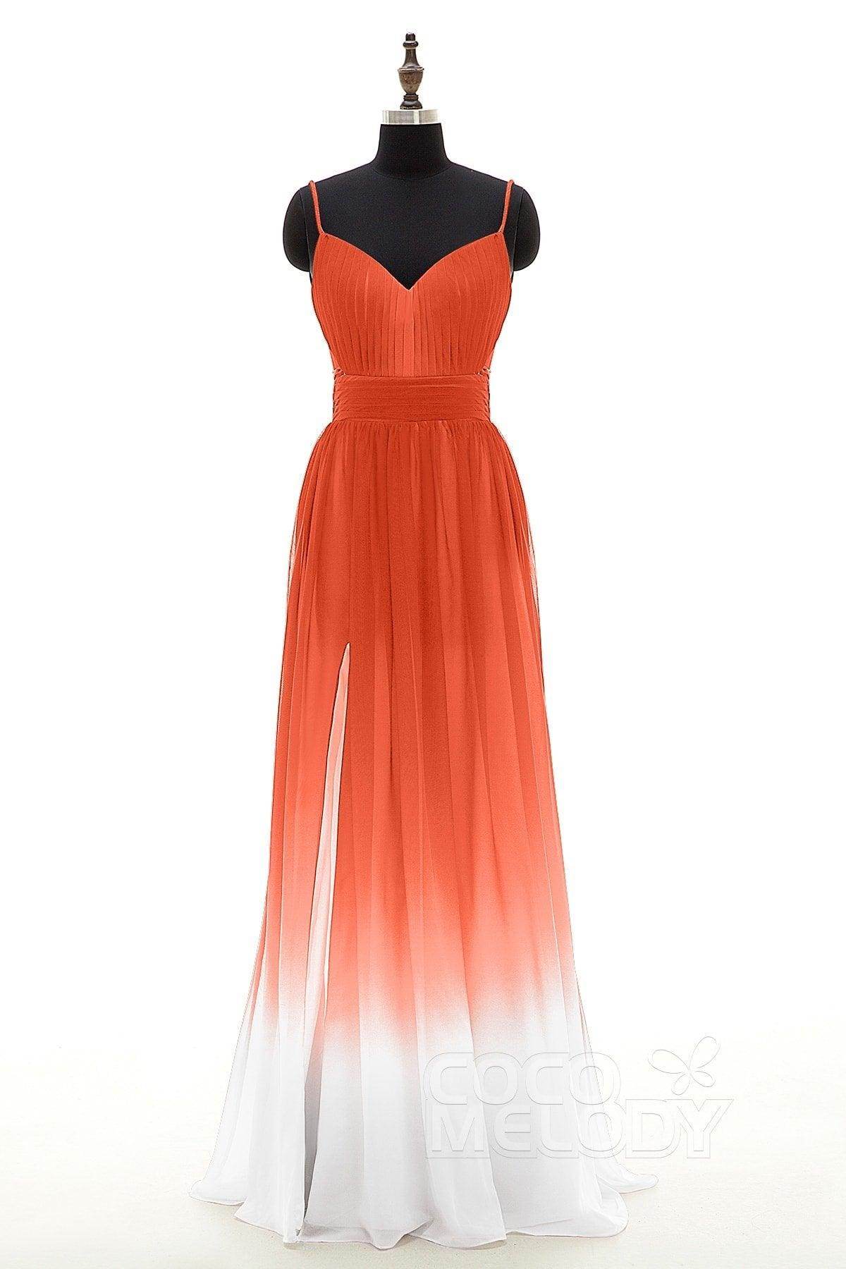 Sheath Floor Length Chiffon Ombre Bridesmaid Dress Formal Dresses PR3268