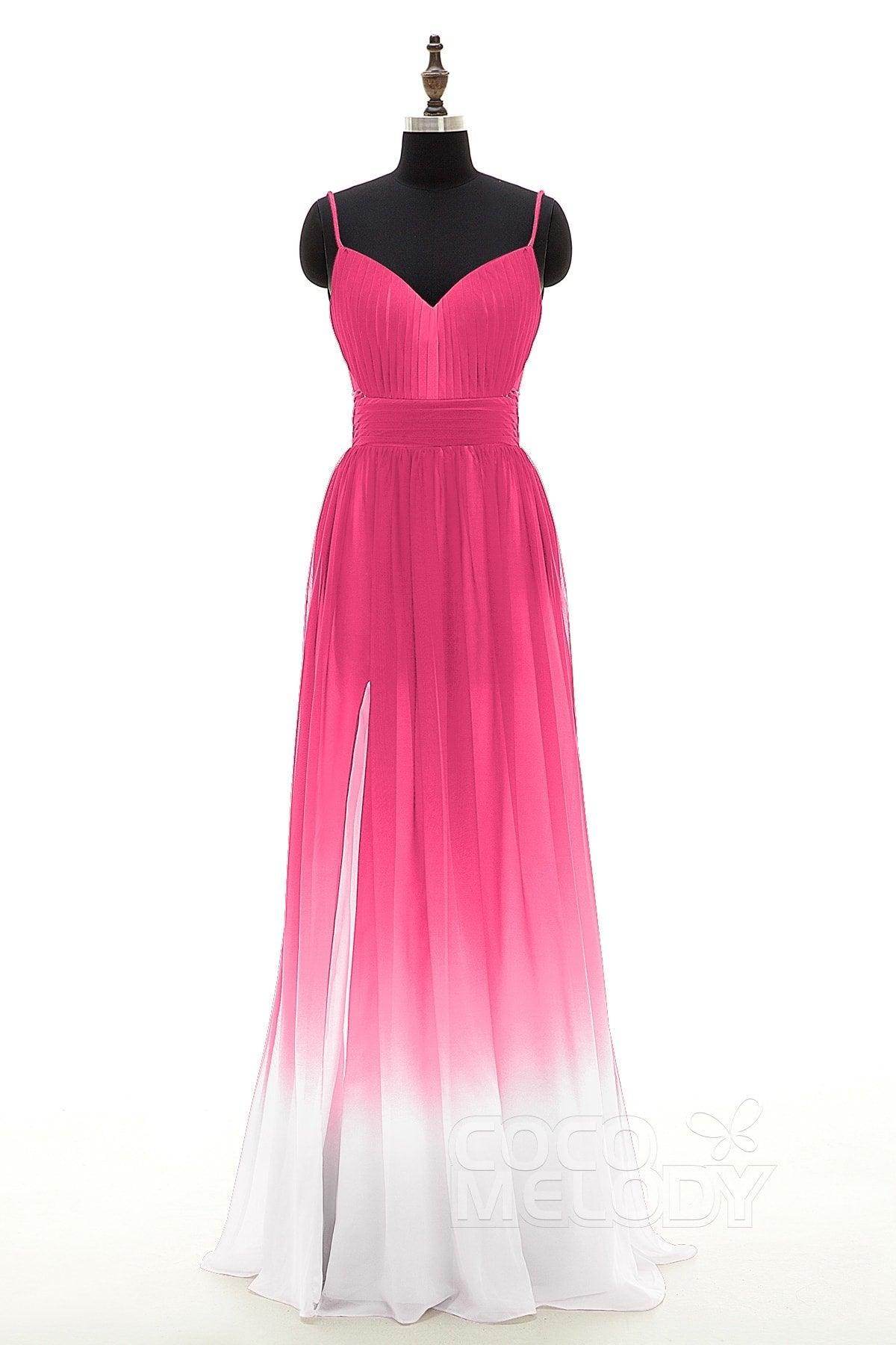 Sheath Floor Length Chiffon Ombre Bridesmaid Dress Formal Dresses PR3268