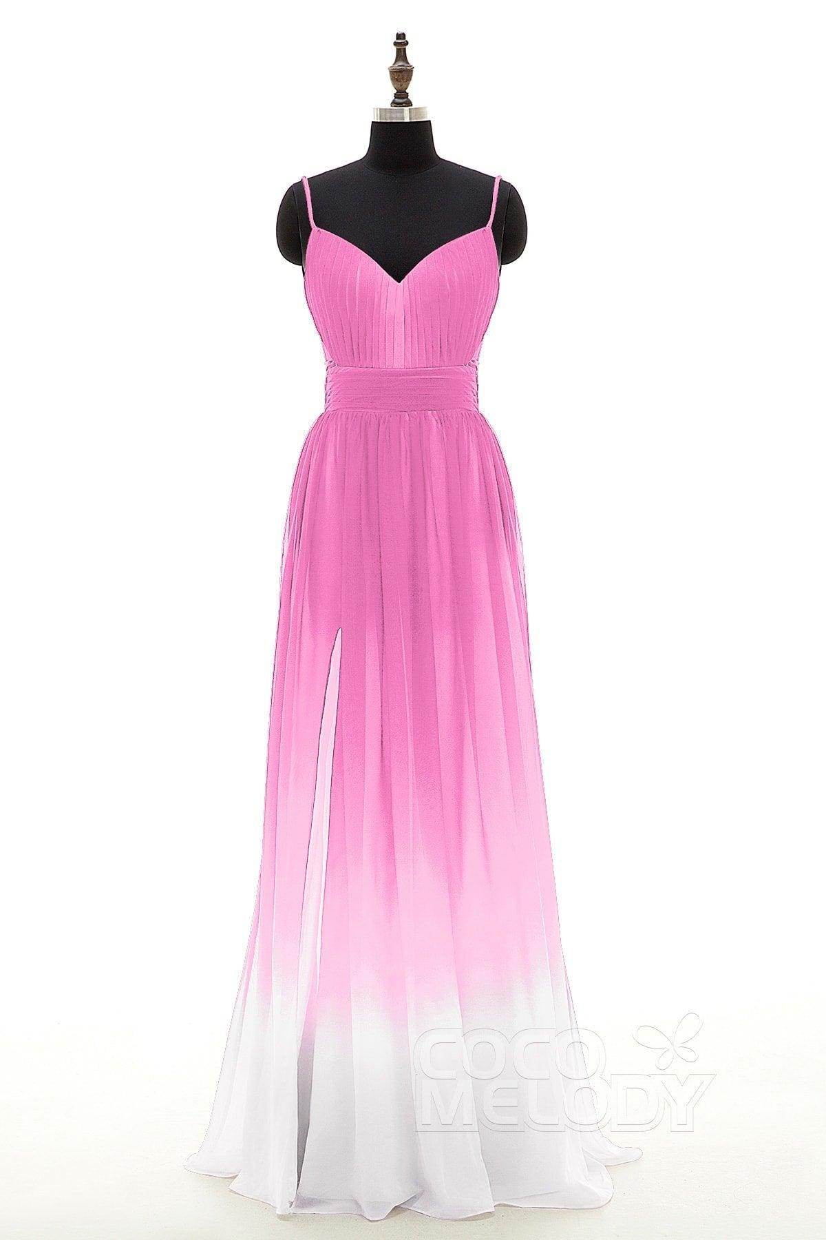 Sheath Floor Length Chiffon Ombre Bridesmaid Dress Formal Dresses PR3268