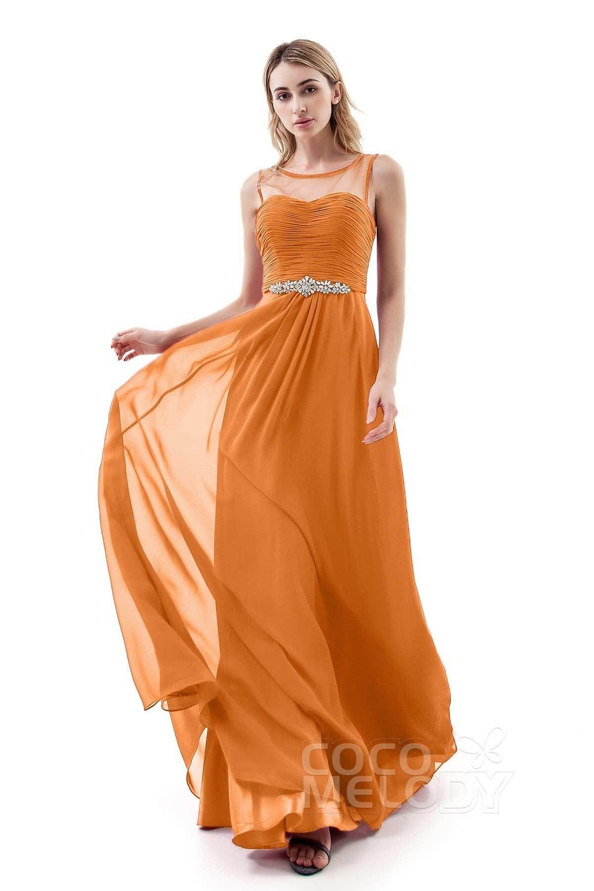 A-Line Sweep-Brush Train Chiffon Dress PR3400