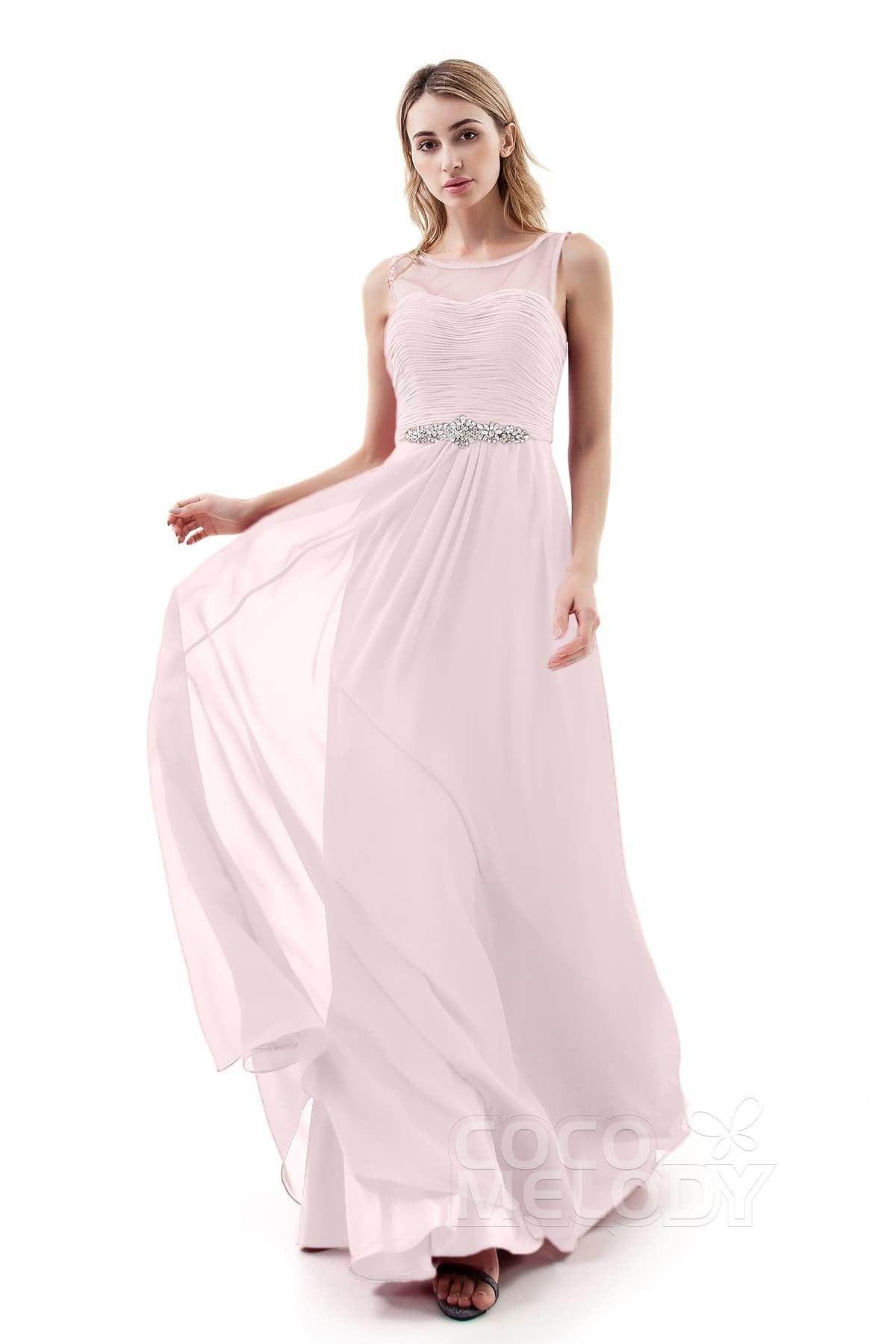 A-Line Sweep-Brush Train Chiffon Dress PR3400