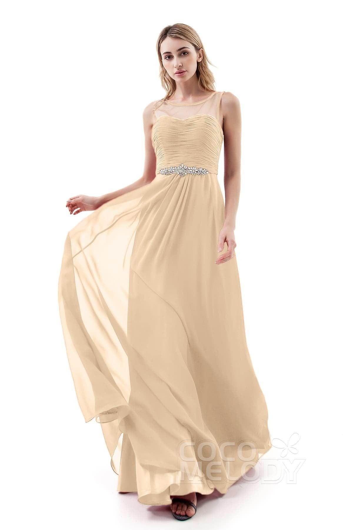 A-Line Sweep-Brush Train Chiffon Dress PR3400