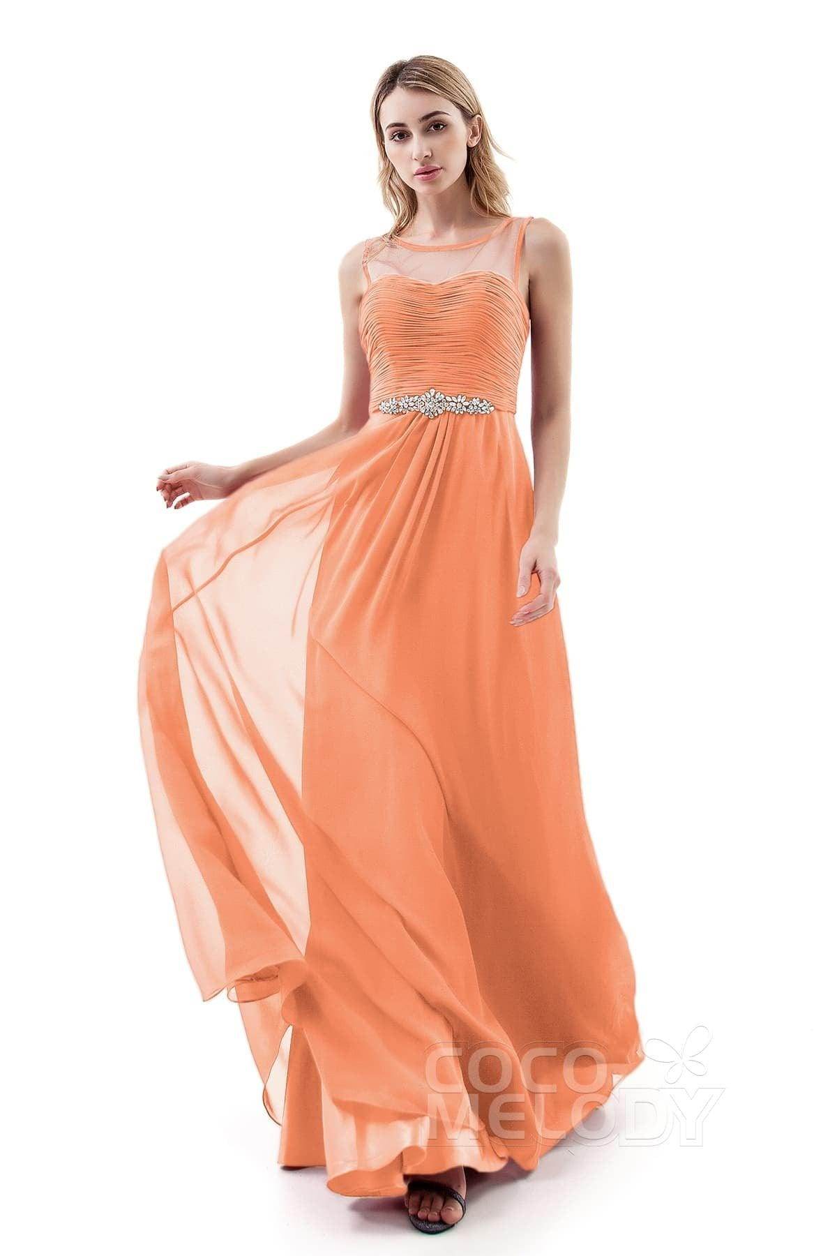 A-Line Sweep-Brush Train Chiffon Dress PR3400