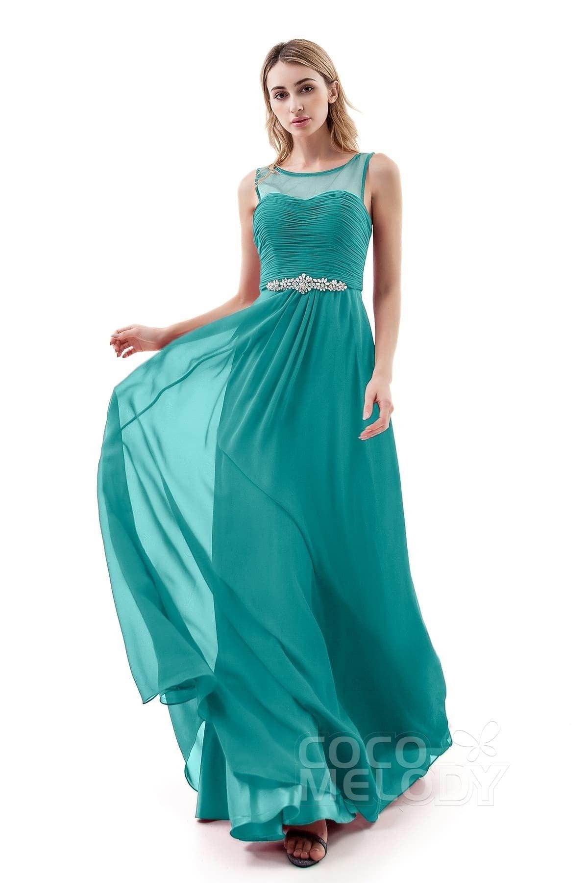 A-Line Sweep-Brush Train Chiffon Dress PR3400