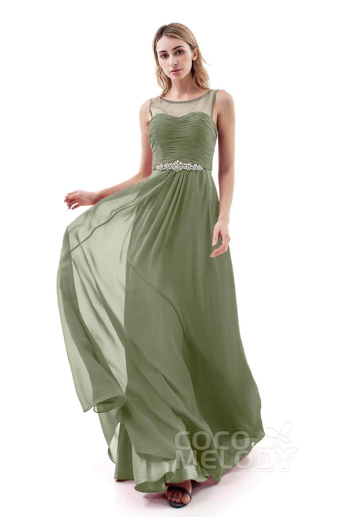 A-Line Sweep-Brush Train Chiffon Dress PR3400
