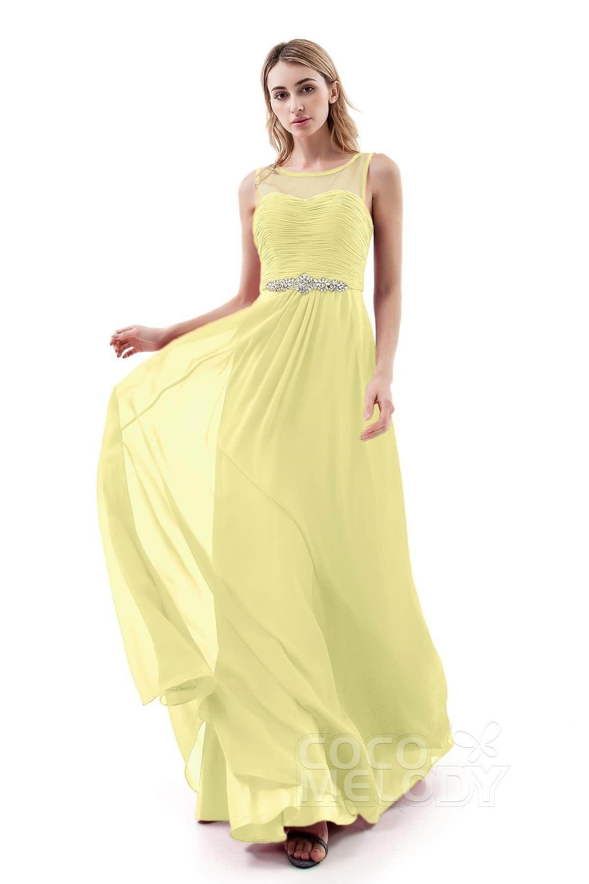 A-Line Sweep-Brush Train Chiffon Dress PR3400