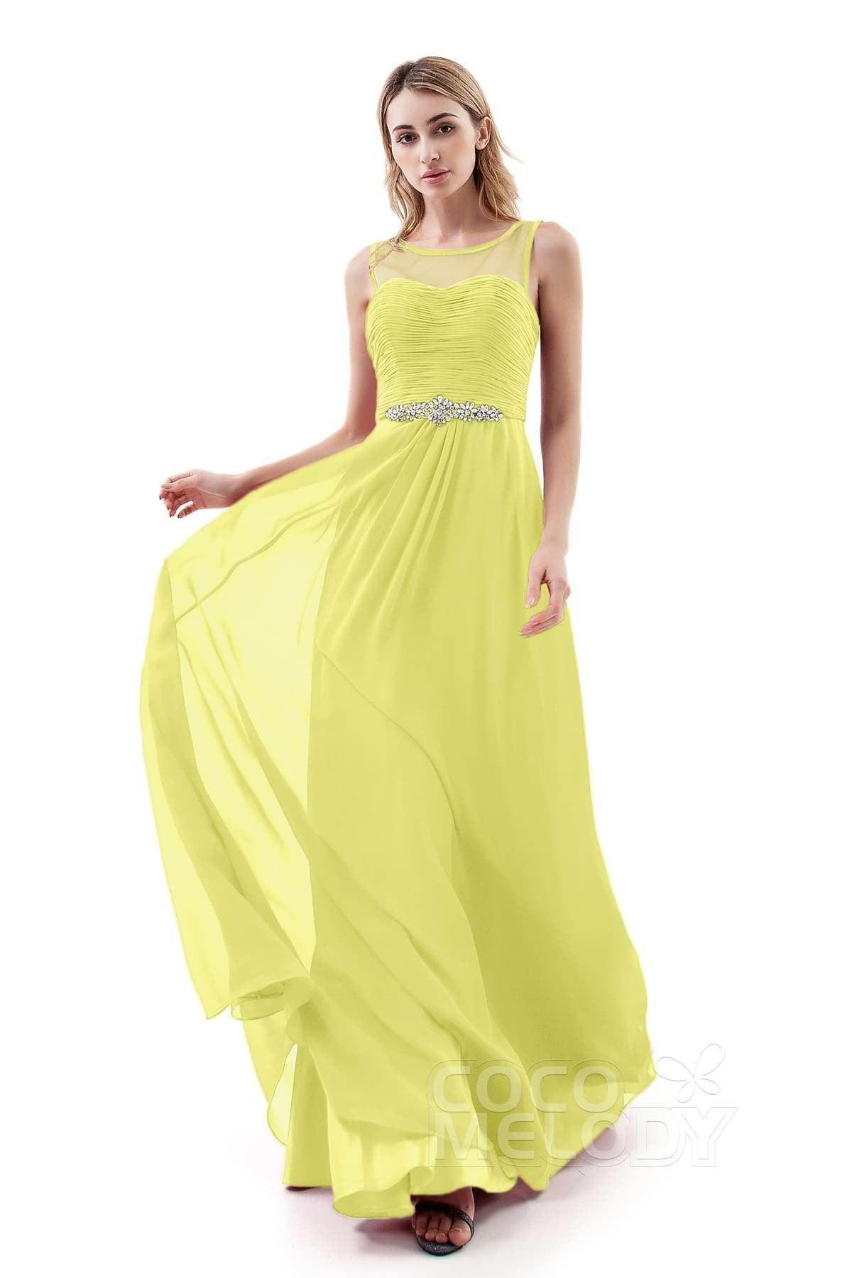 A-Line Sweep-Brush Train Chiffon Dress PR3400