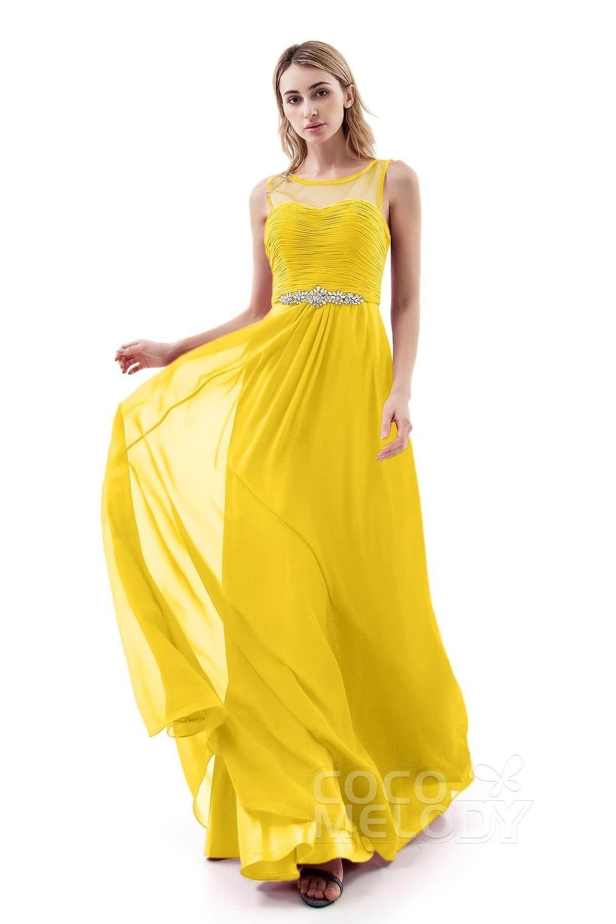 A-Line Sweep-Brush Train Chiffon Dress PR3400
