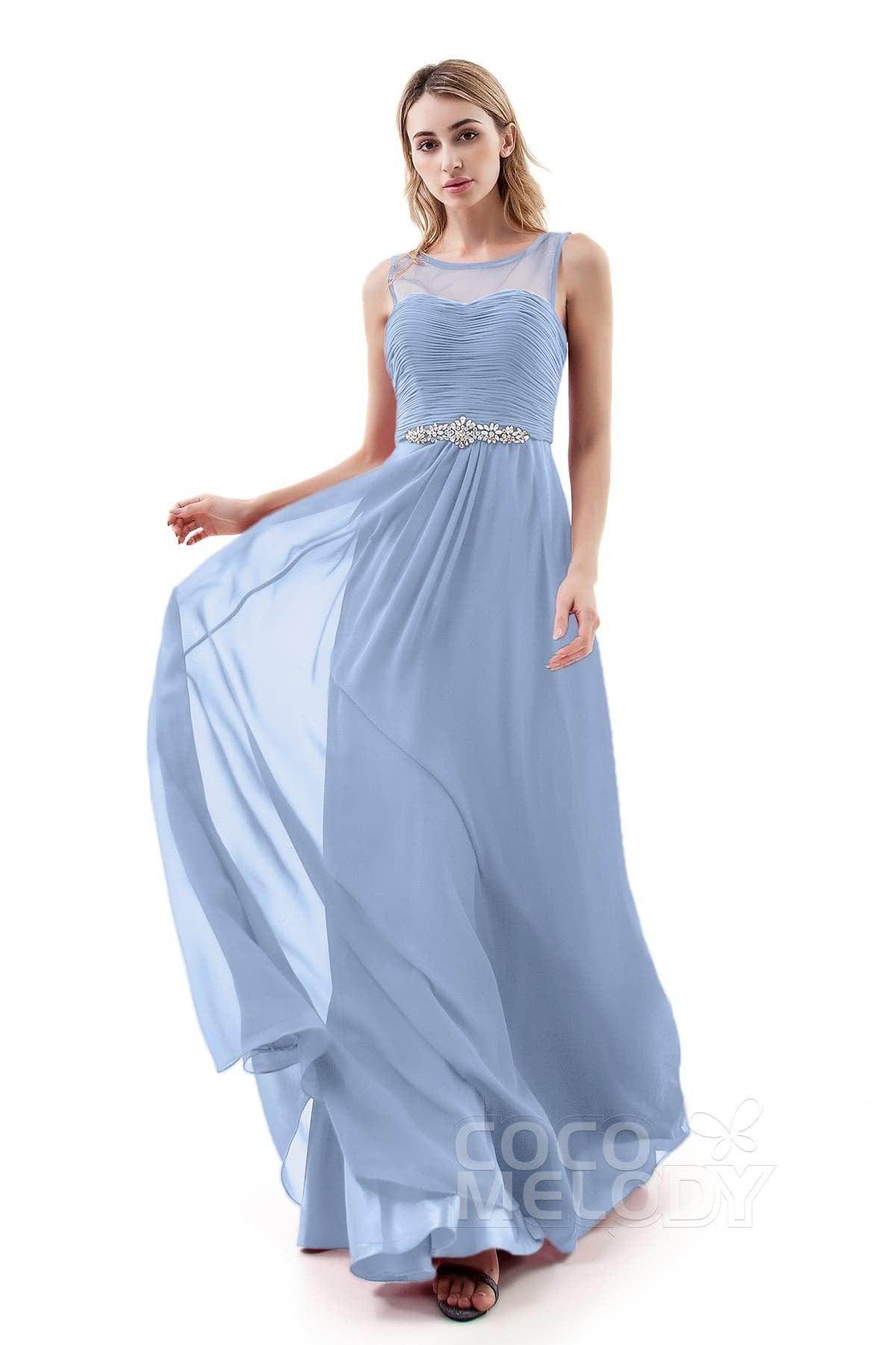 A-Line Sweep-Brush Train Chiffon Dress PR3400
