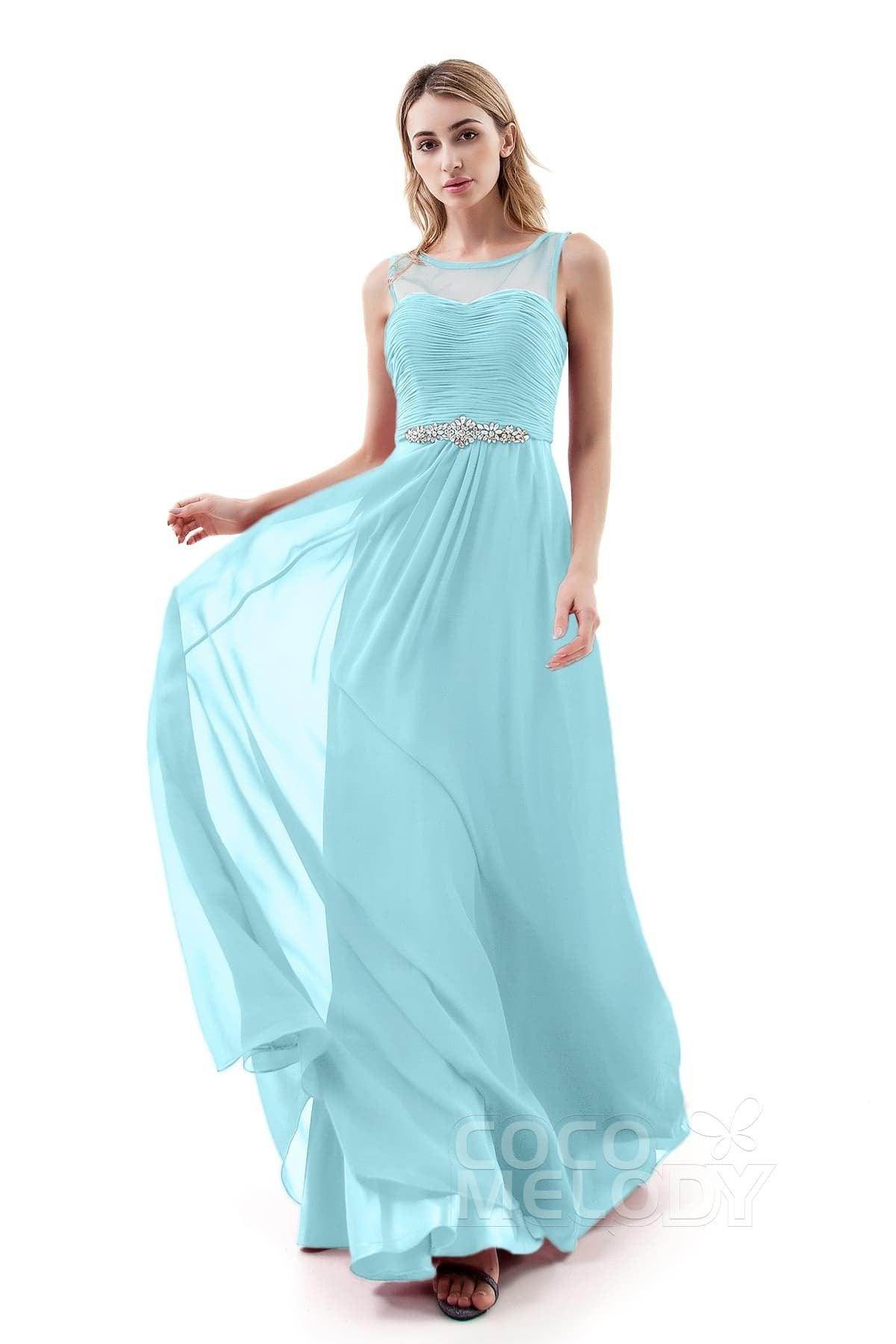A-Line Sweep-Brush Train Chiffon Dress PR3400