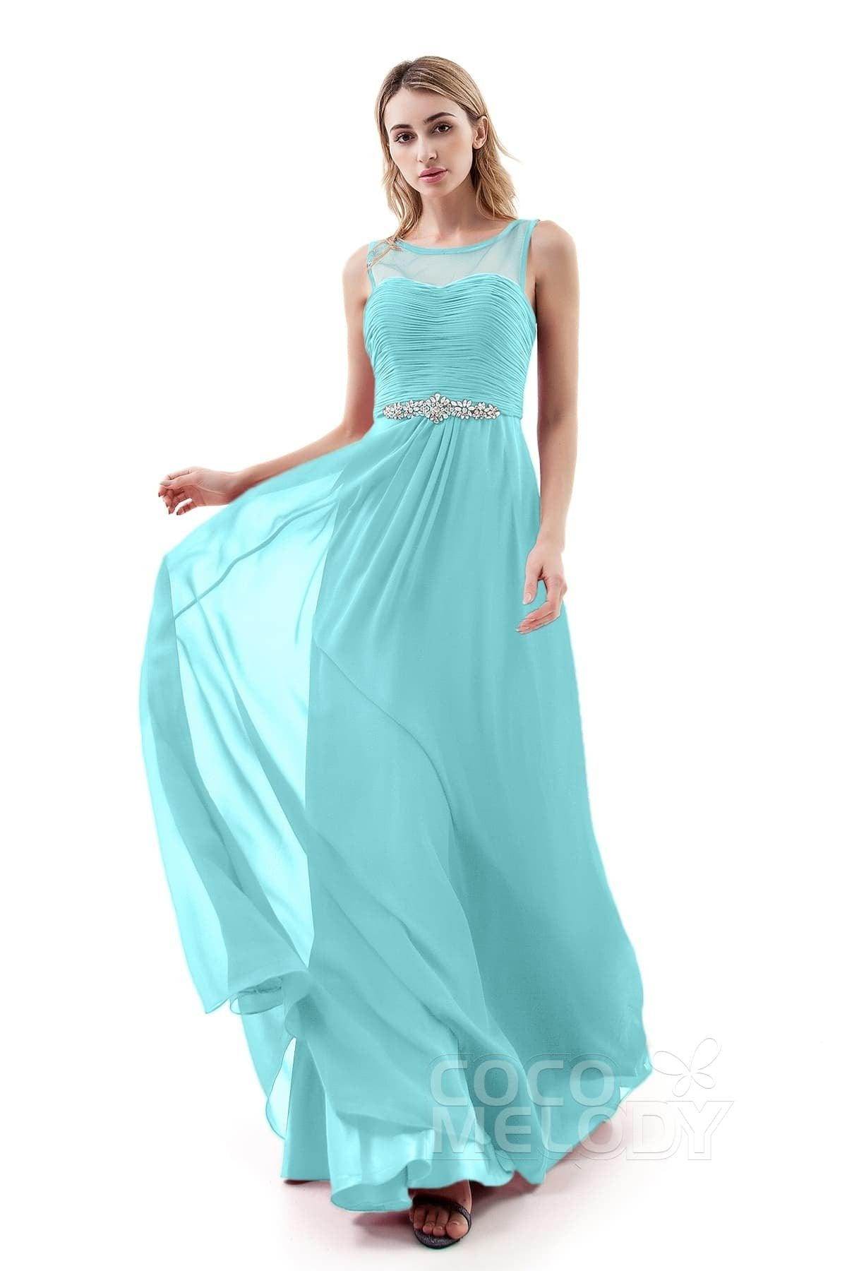 A-Line Sweep-Brush Train Chiffon Dress PR3400