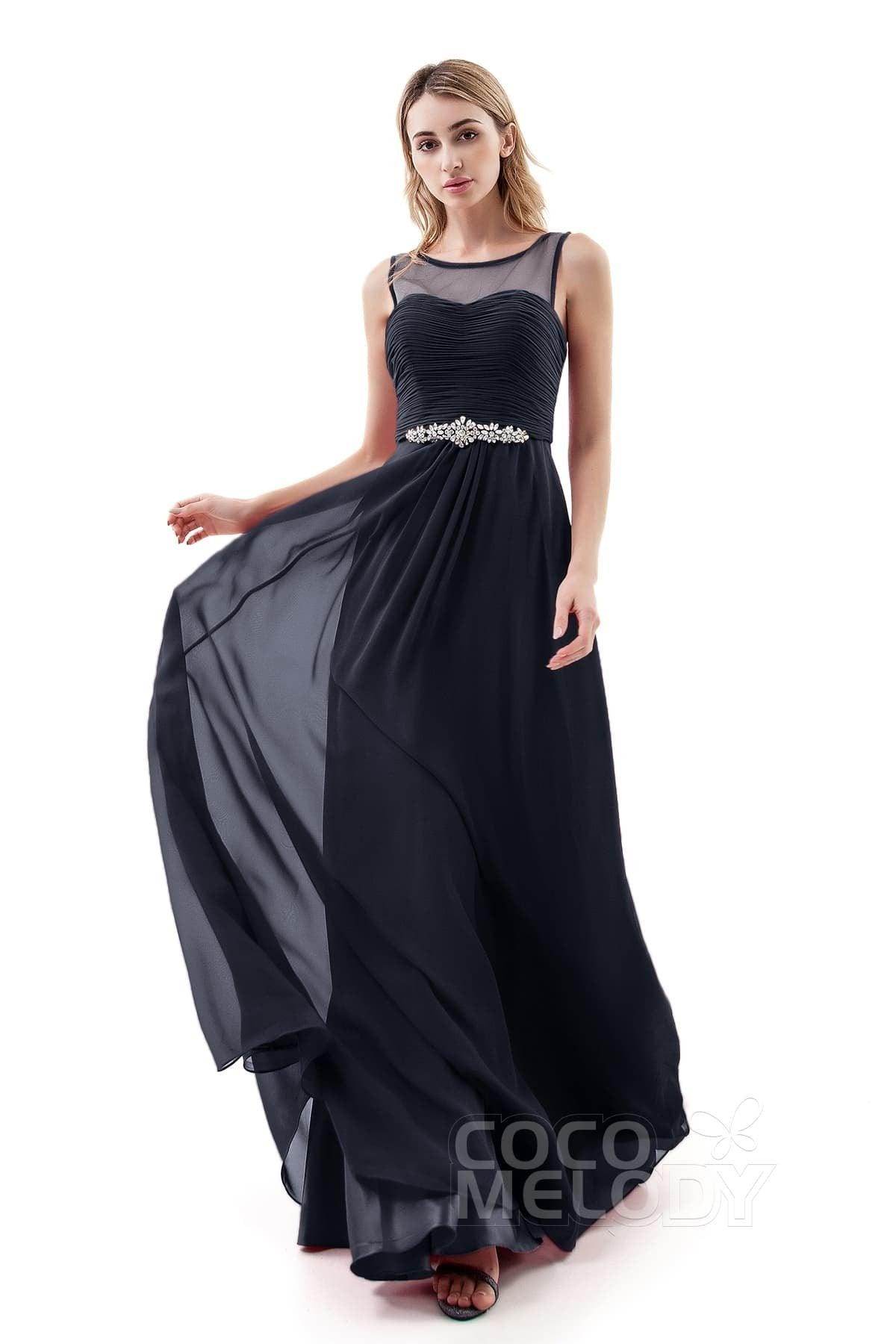 A-Line Sweep-Brush Train Chiffon Dress PR3400
