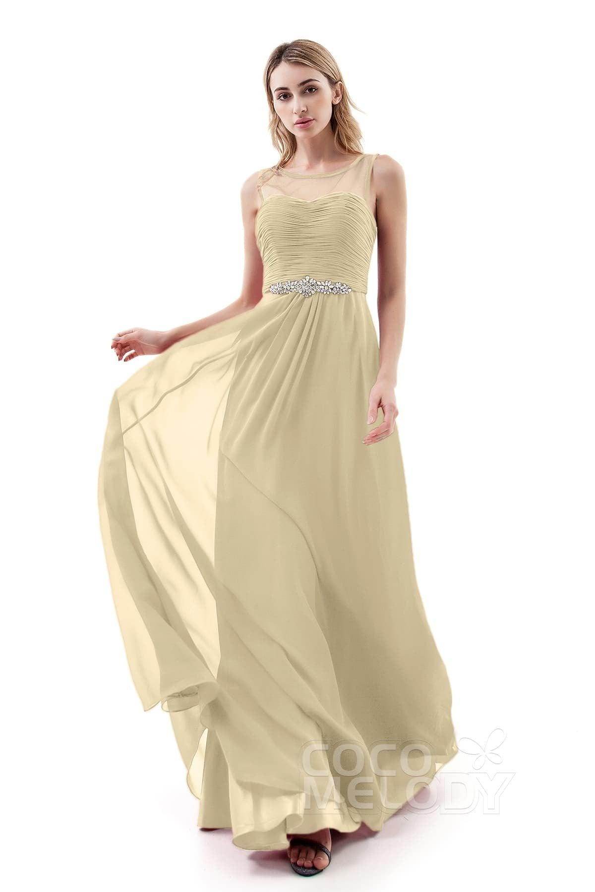 A-Line Sweep-Brush Train Chiffon Dress PR3400