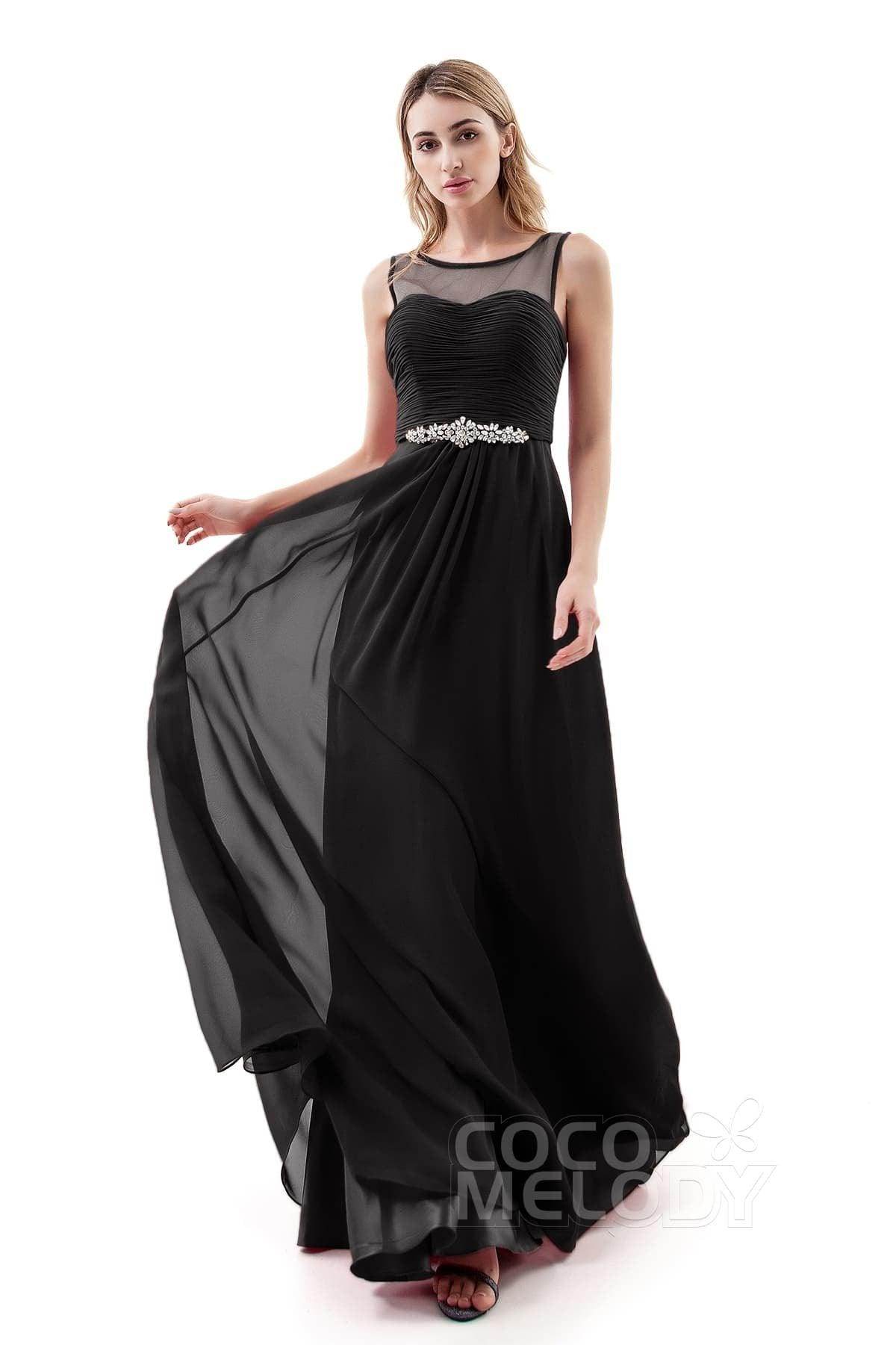 A-Line Sweep-Brush Train Chiffon Dress PR3400