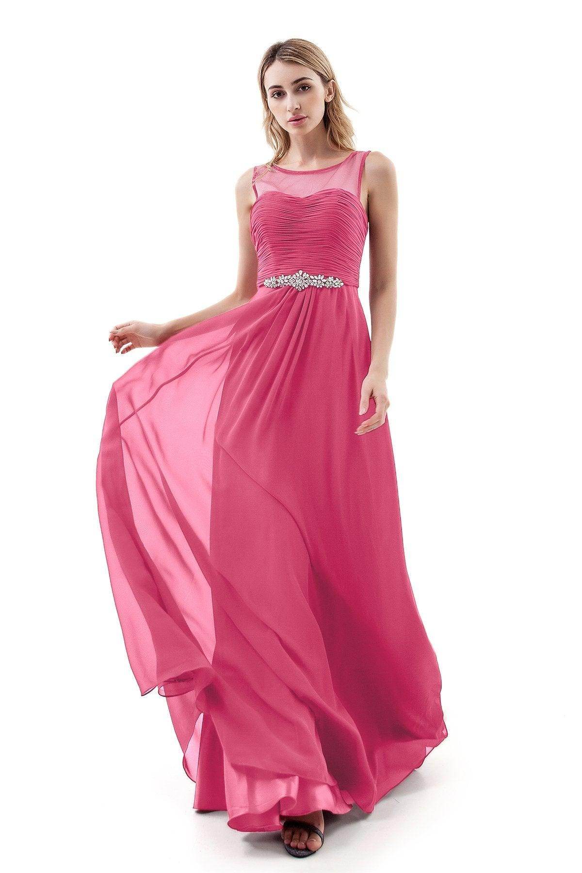 A-Line Sweep-Brush Train Chiffon Dress PR3400