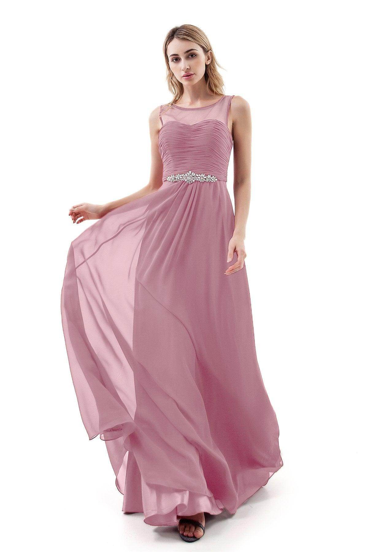 A-Line Sweep-Brush Train Chiffon Dress PR3400