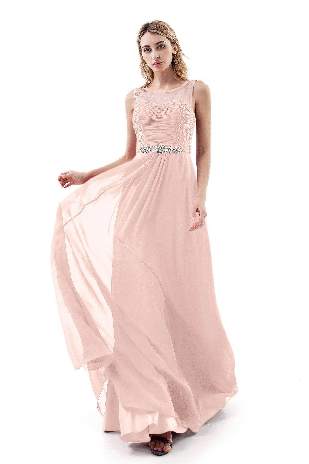 A-Line Sweep-Brush Train Chiffon Dress PR3400
