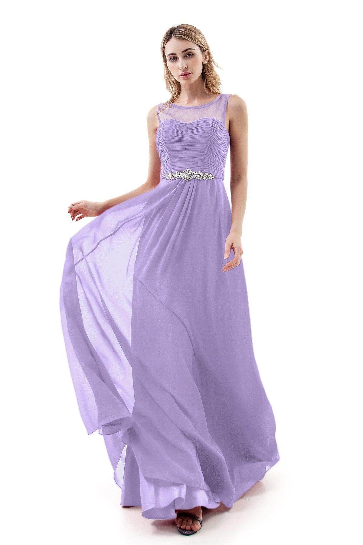 A-Line Sweep-Brush Train Chiffon Dress PR3400