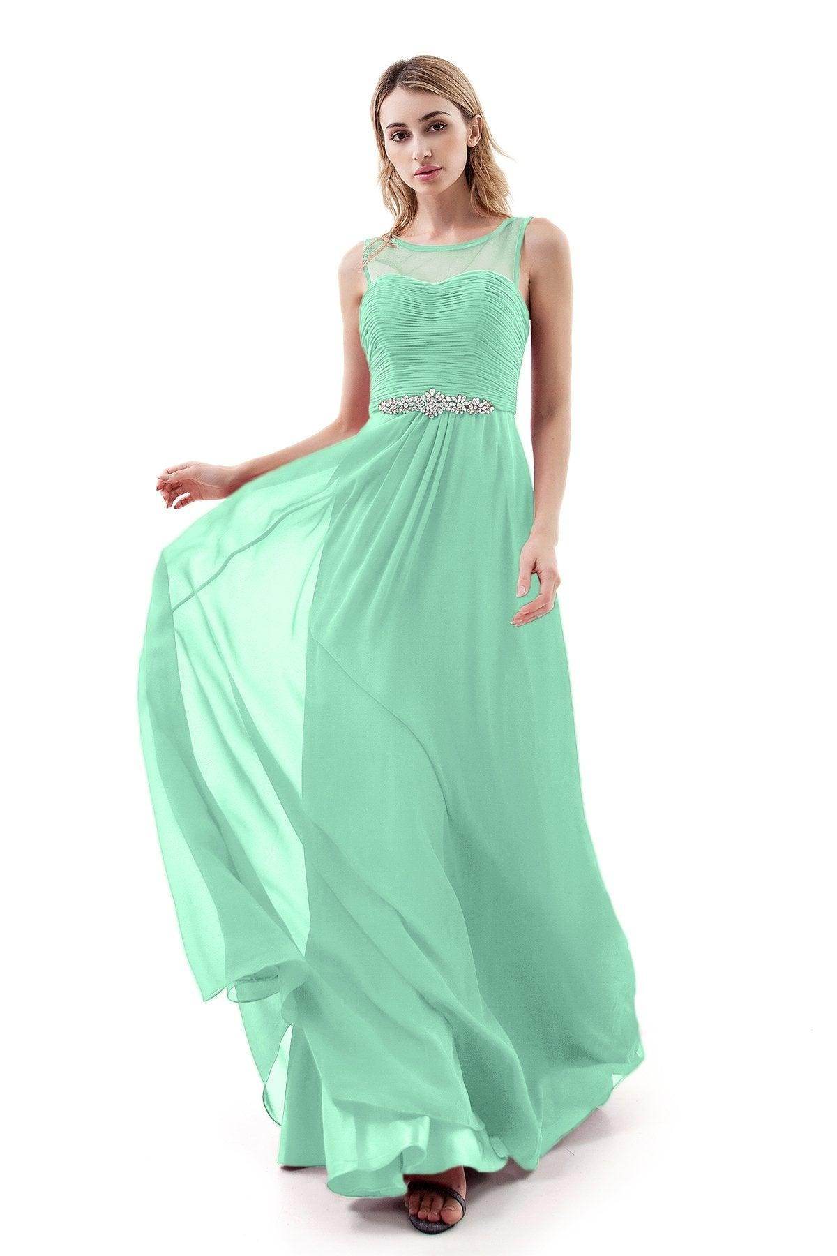 A-Line Sweep-Brush Train Chiffon Dress PR3400
