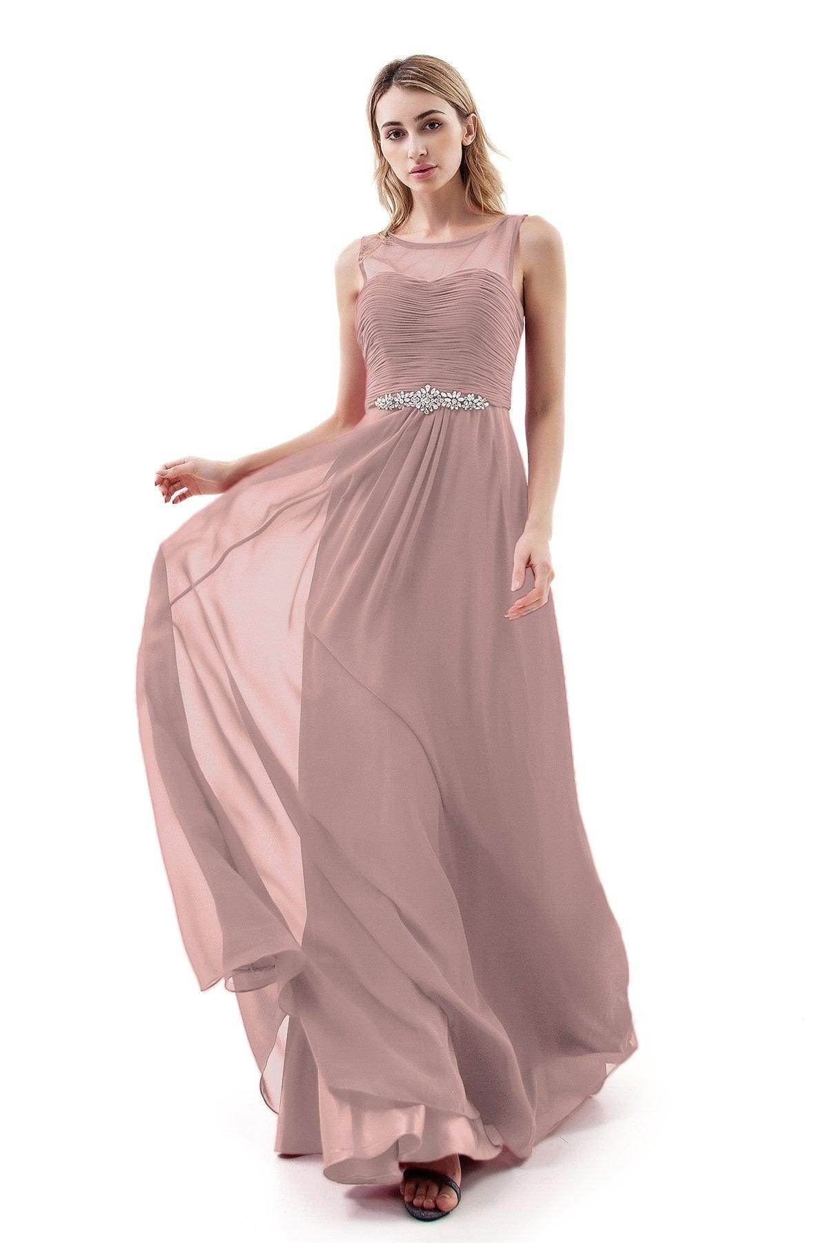 A-Line Sweep-Brush Train Chiffon Dress PR3400