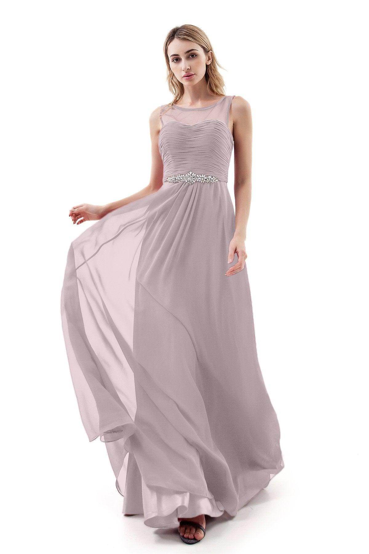 A-Line Sweep-Brush Train Chiffon Dress PR3400