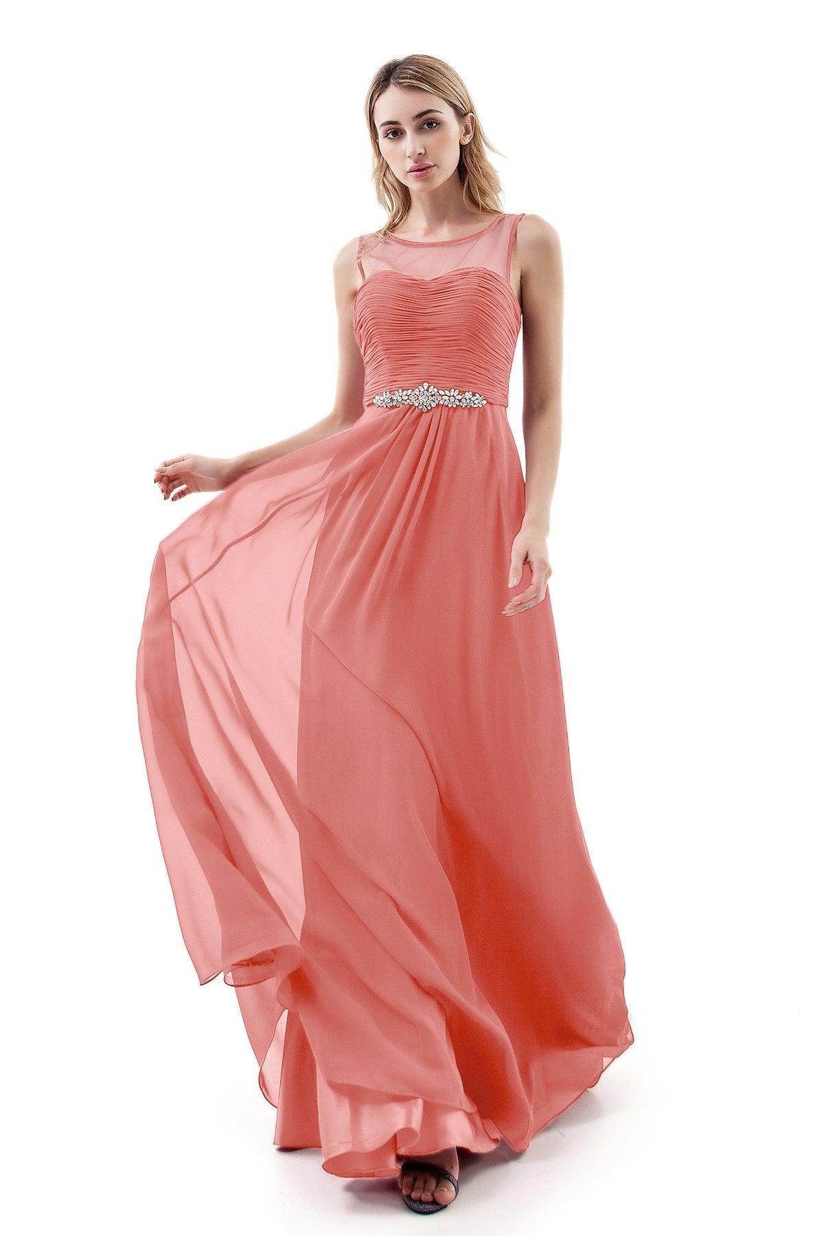 A-Line Sweep-Brush Train Chiffon Dress PR3400