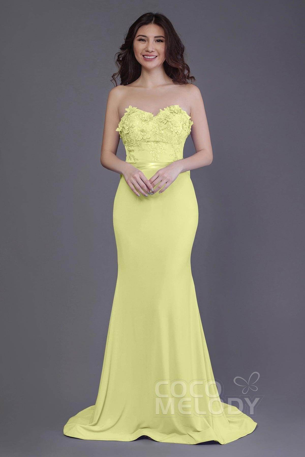 Mermaid Sweep Train Knitted Fabric Bridesmaid Dress PR3484