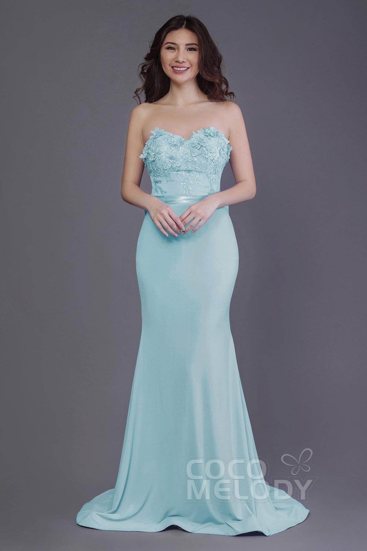 Mermaid Sweep Train Knitted Fabric Bridesmaid Dress PR3484