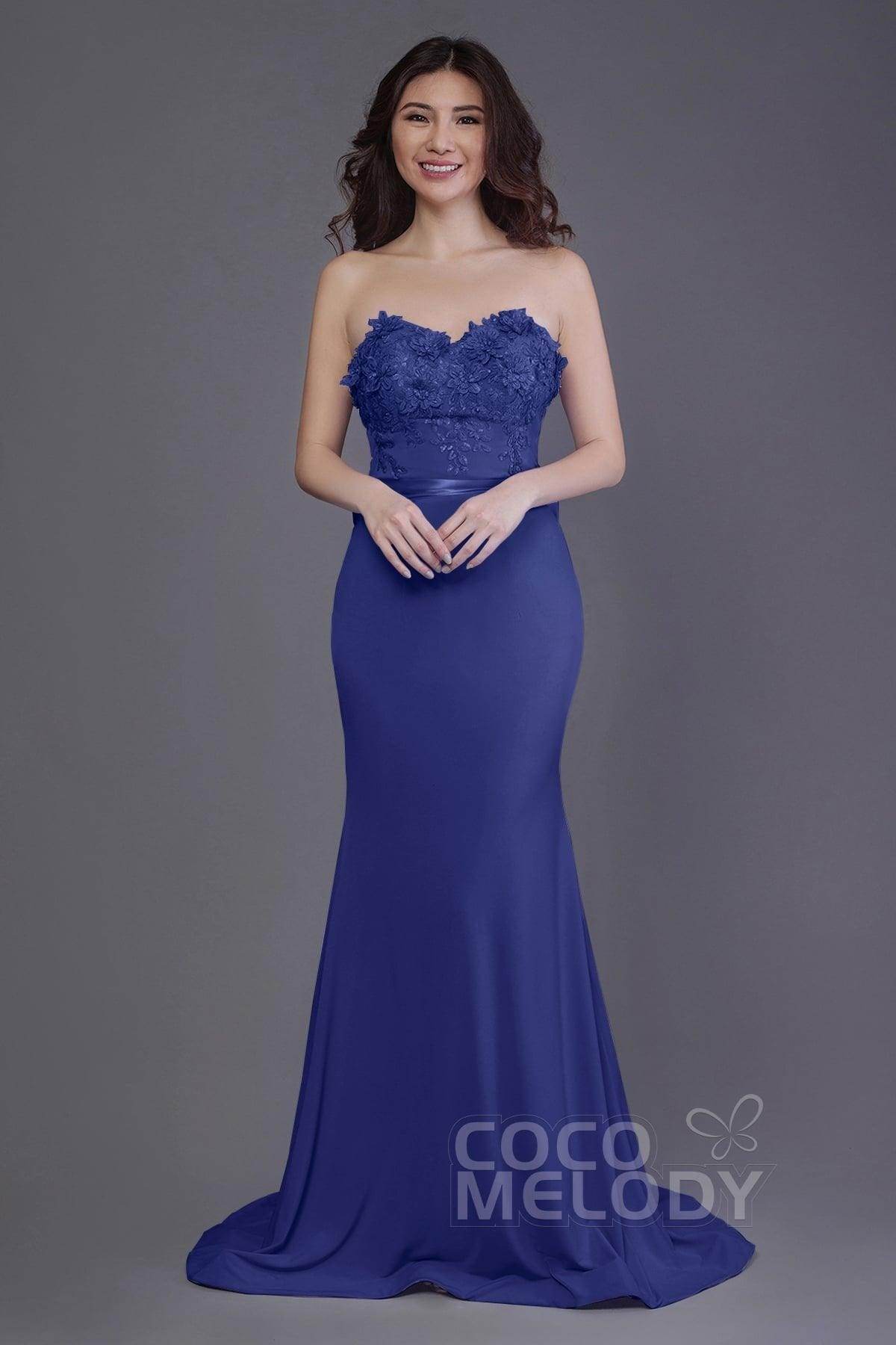 Mermaid Sweep Train Knitted Fabric Bridesmaid Dress PR3484