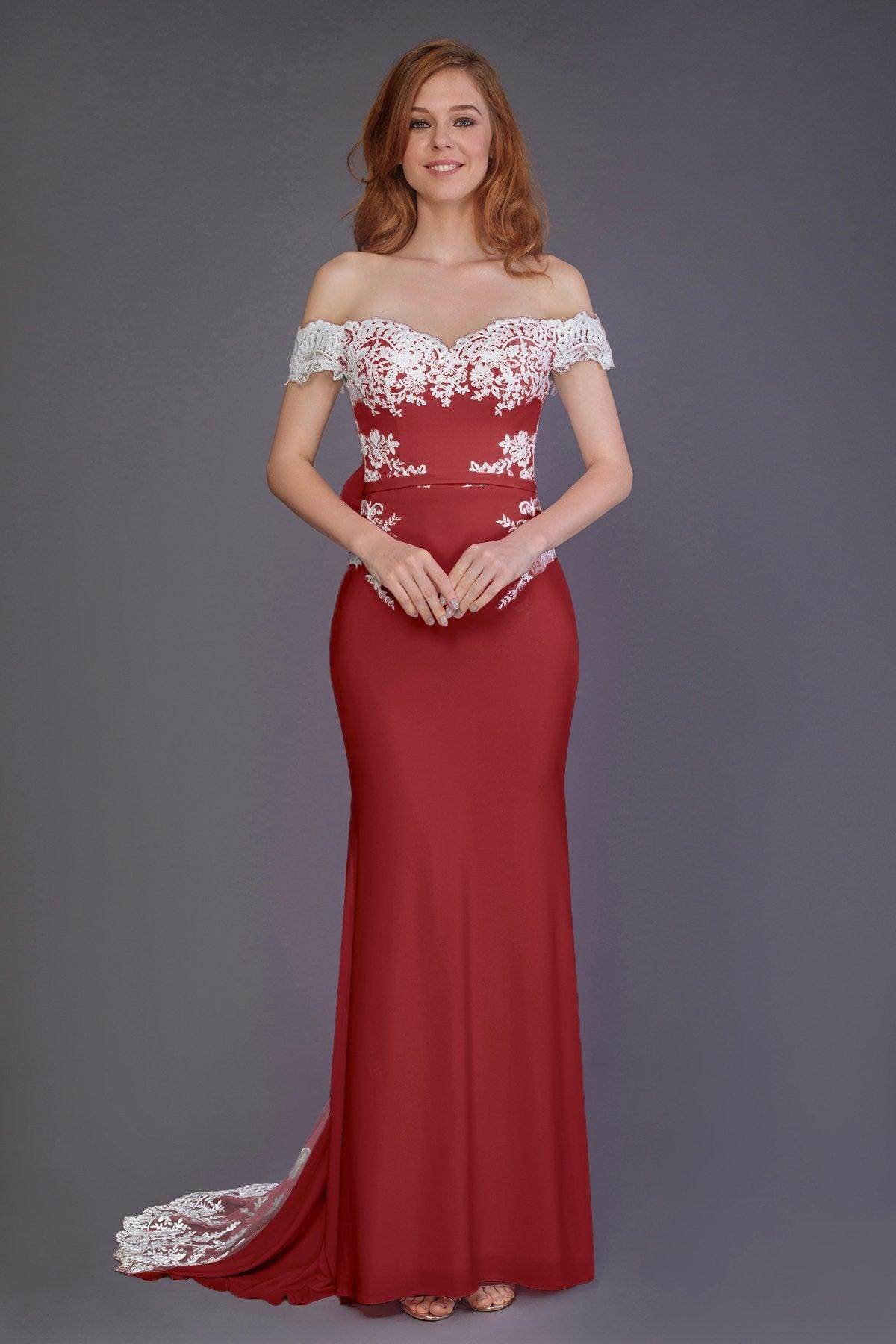 Mermaid Sweep Train Knitted Fabric Bridesmaid Dress PR3491