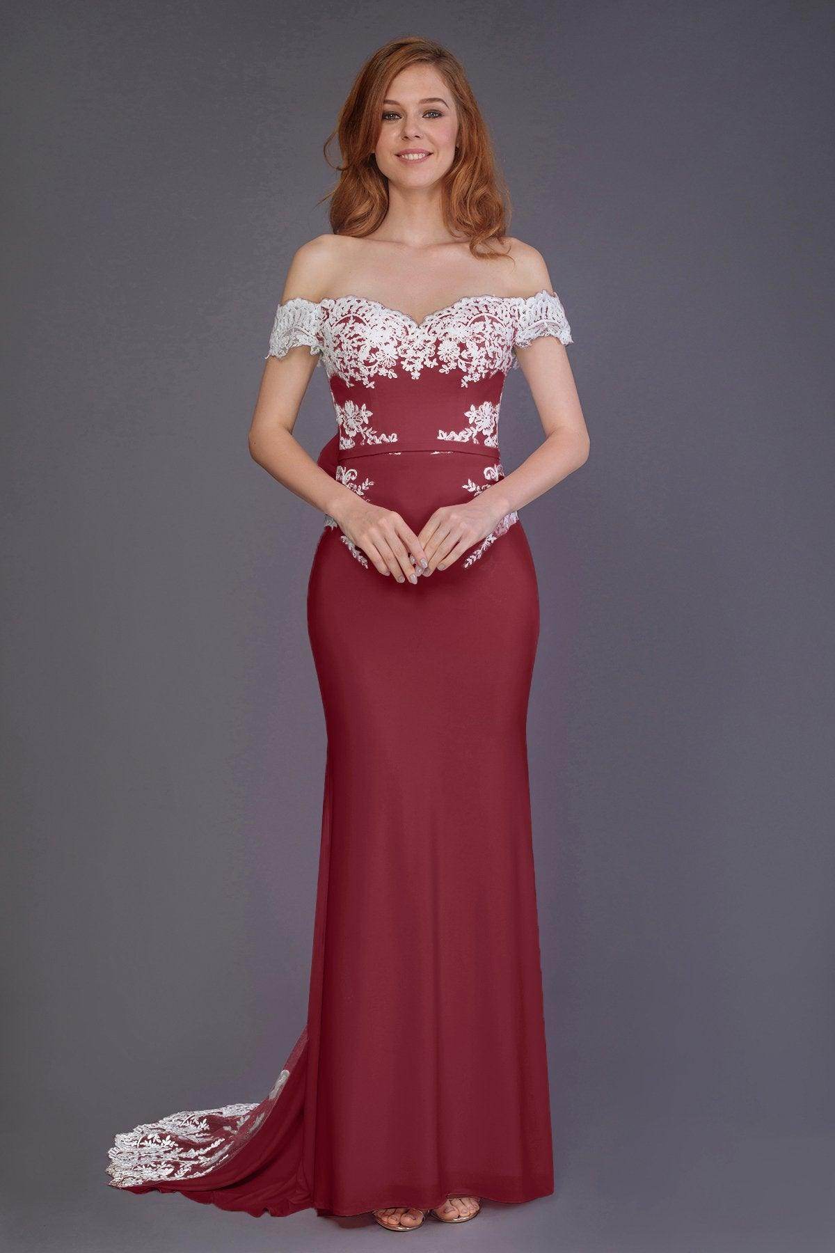 Mermaid Sweep Train Knitted Fabric Bridesmaid Dress PR3491