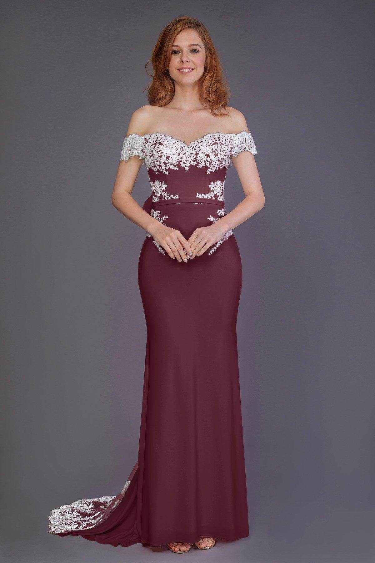 Mermaid Sweep Train Knitted Fabric Bridesmaid Dress PR3491